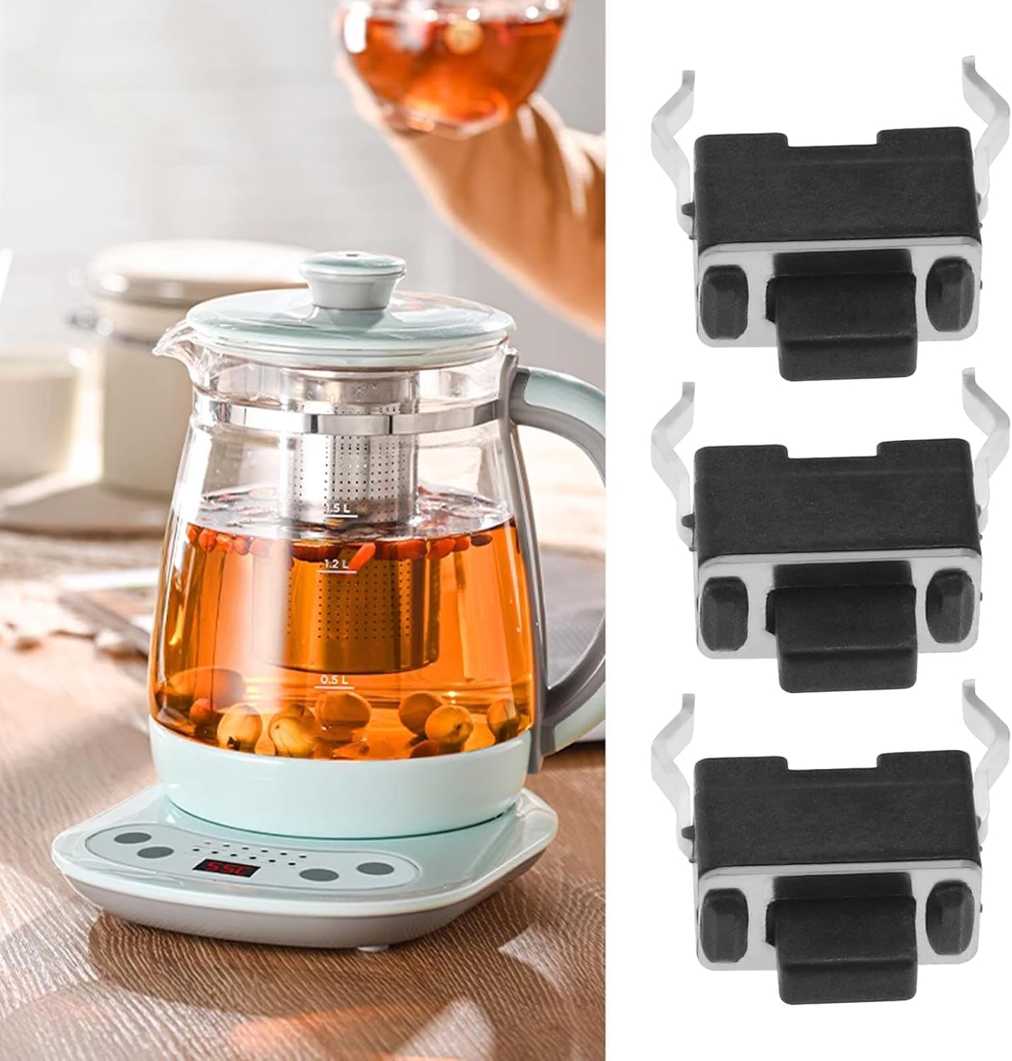 Emagtech 50PCS 2Pin Micro Switch Tactile Push Button Switch Mini Tact Switch 3.5X6X5Mm for Household Appliances and Small Toys Black image number 4