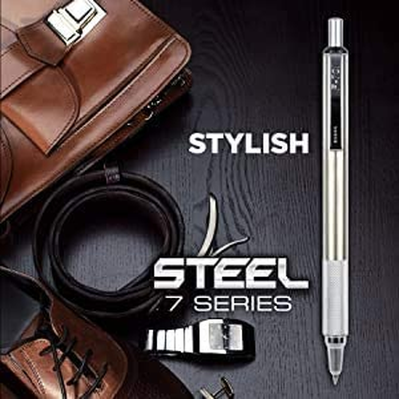 Zebra F-701 Metal Pen, 0.8Mm Fine Point Retractable Stainless Steel Ballpoint Pen, 1 Black Pen with 2 Refills image number 6