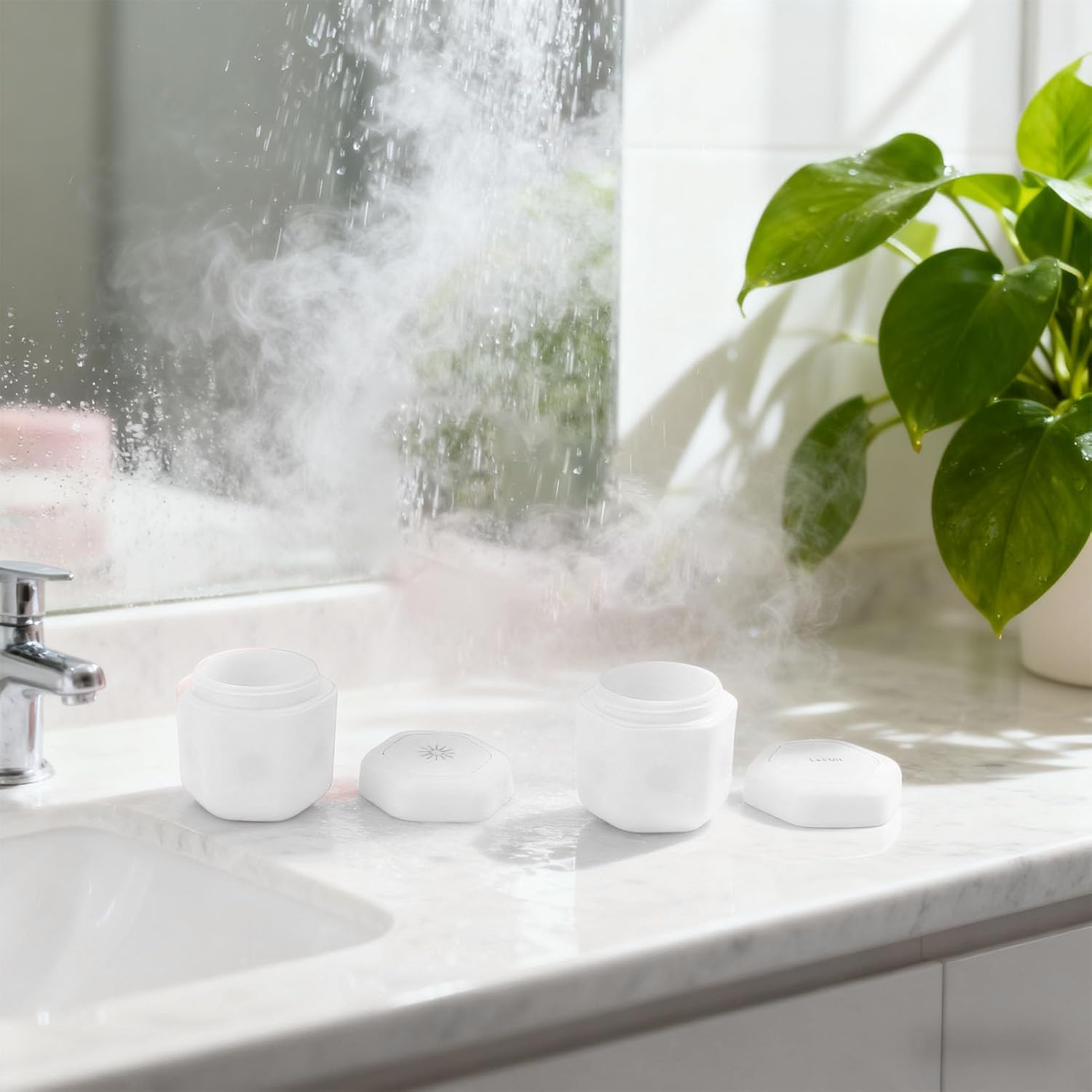 Pomya Magnetic Travel Toiletry Containers Secure Twist Lock Lids 3 Pcs Set for Lotion Shampoo Conditioner Cream for Travelers (White) - Blue image number 3