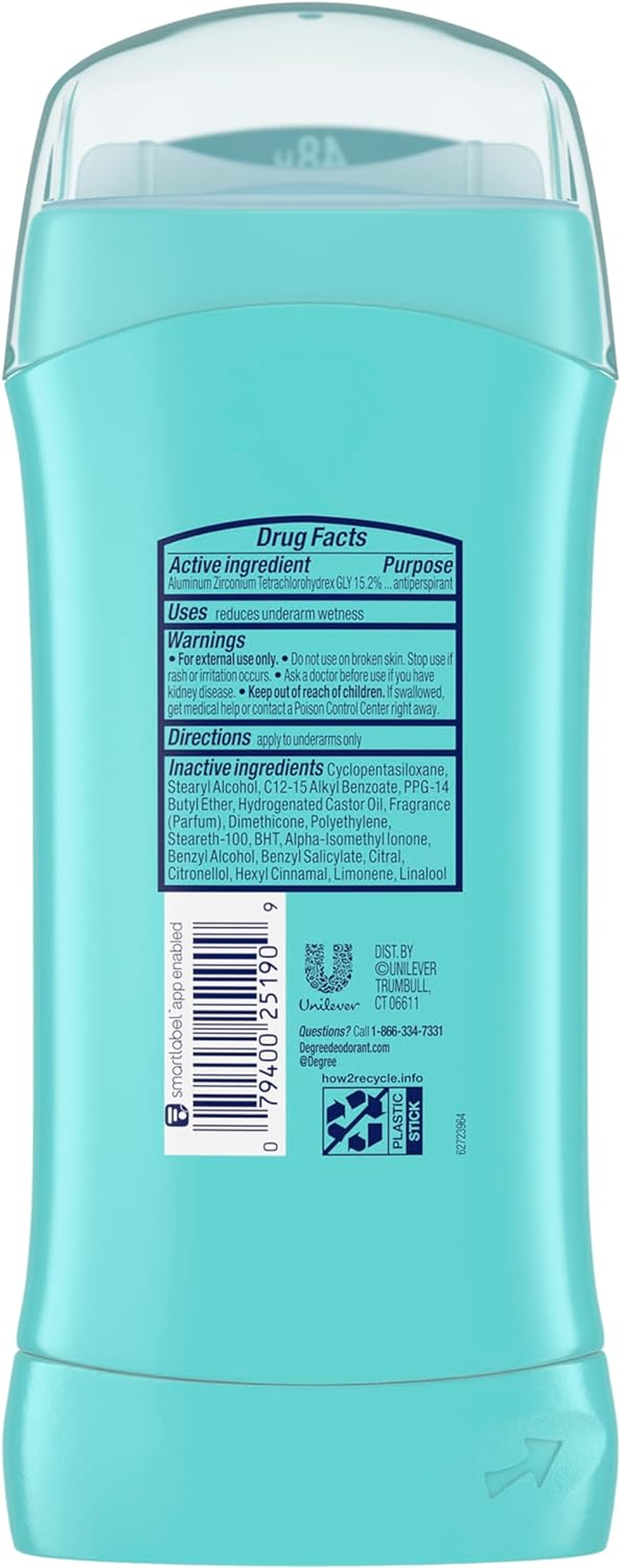 Degree Women Antiperspirant Deodorant Stick, Shower Clean 2.6 Oz (Pack of 6) image number 4