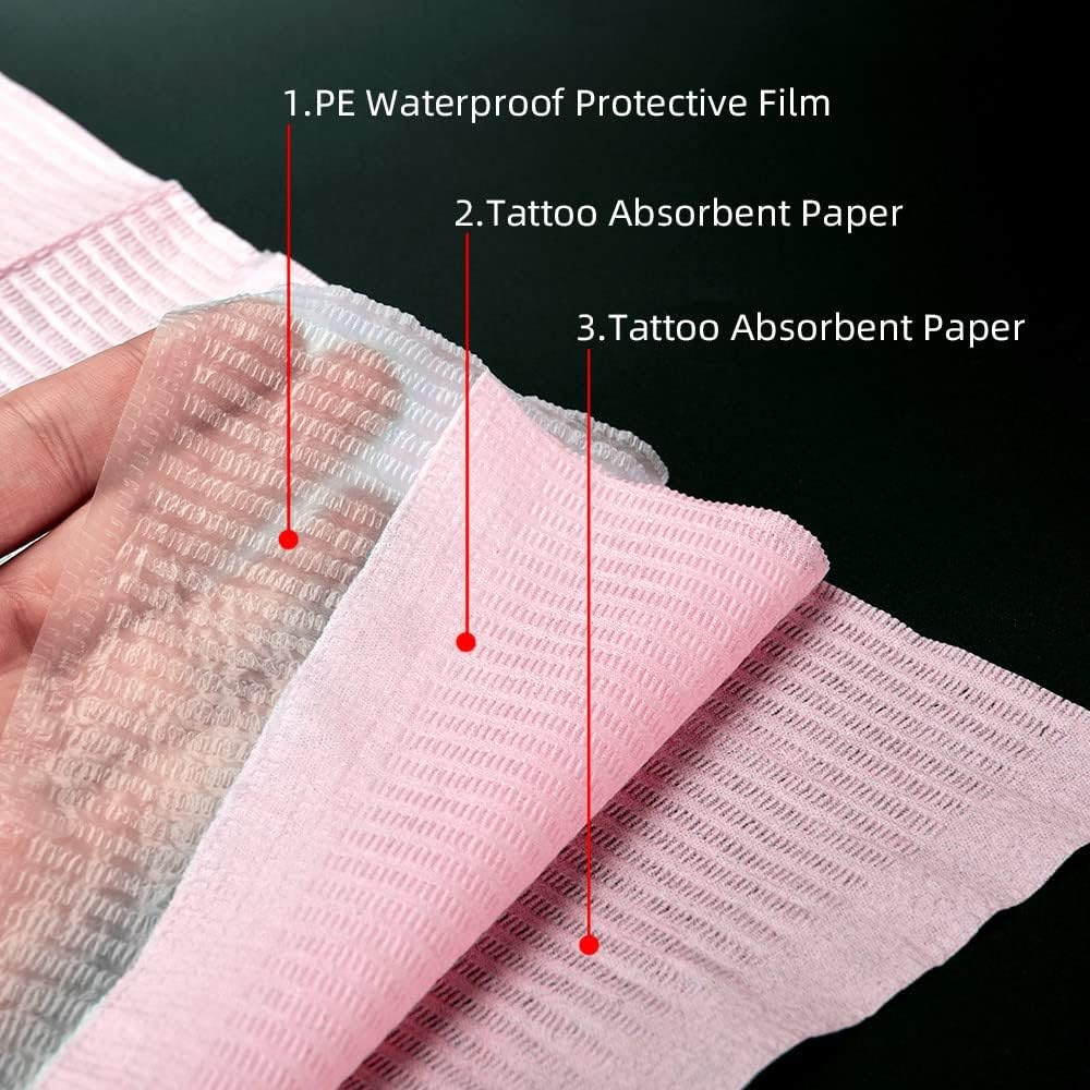 125Pcs Disposable Tattoo Clean Pad Tattoo Table Covers Clean Pad Patient Dental Napkins Beauty Tattoo Accessories Tattoo Bibs (125 Black) - 125 Pink image number 5