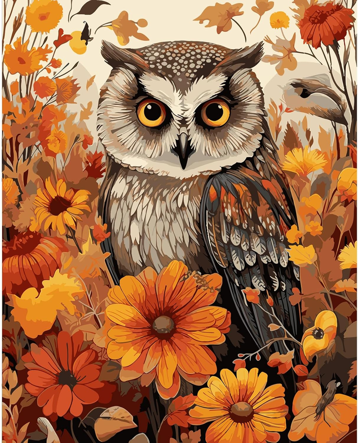 HEIBAGO Owl Paint by Numbers, Flowers Paint by Numbers for Adults Beginners, DIY Paint by Numbers on Canvas Animal Oil Painting Picture for Home Art Decor 16X20 Inch - Bus-Landschaft image number 2