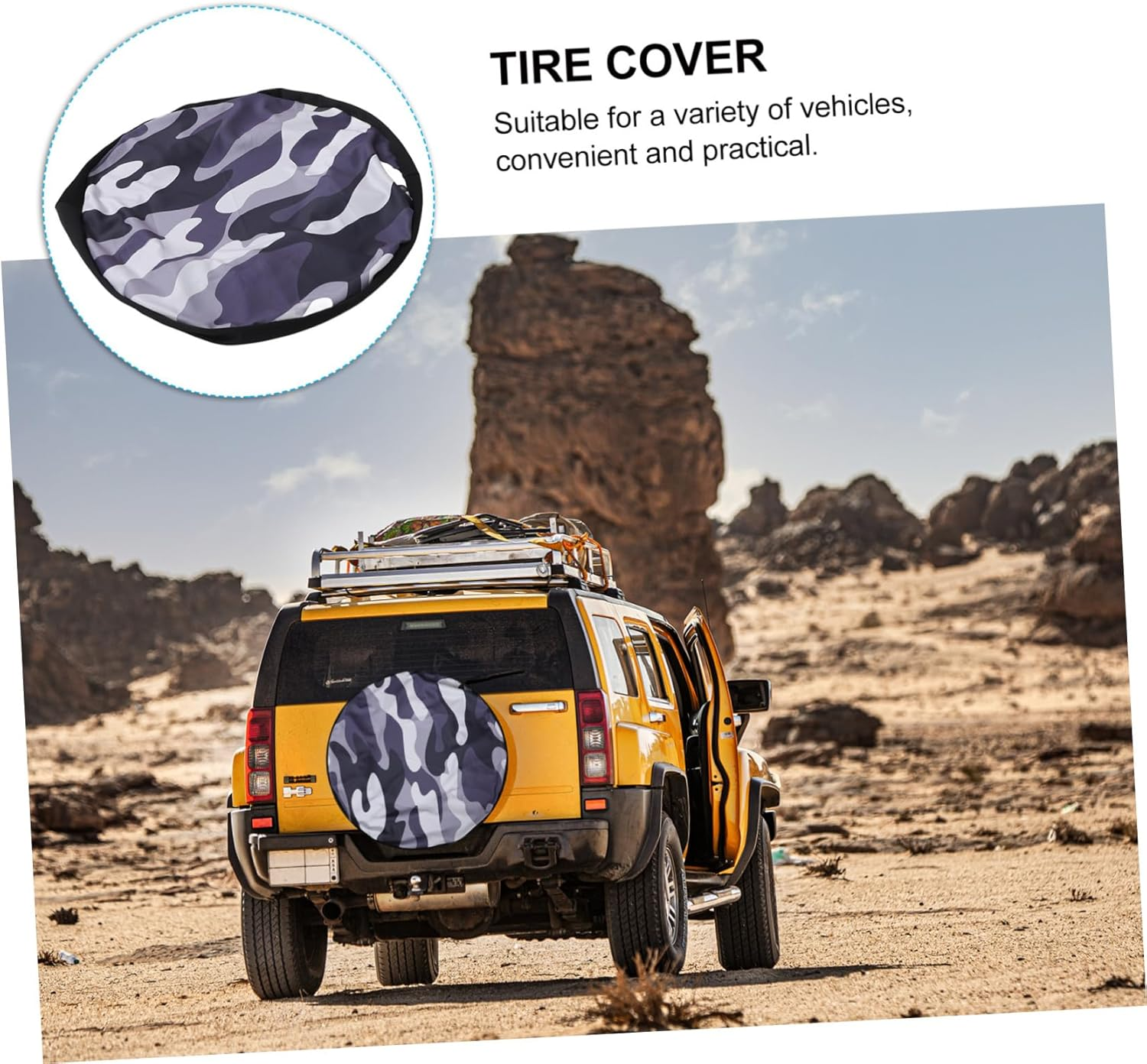 Generic Car Case 70Cm Camouflage Spare Tire Cover Rv Wheel Covers Waterproof Weatherproof Sturdy Material image number 6