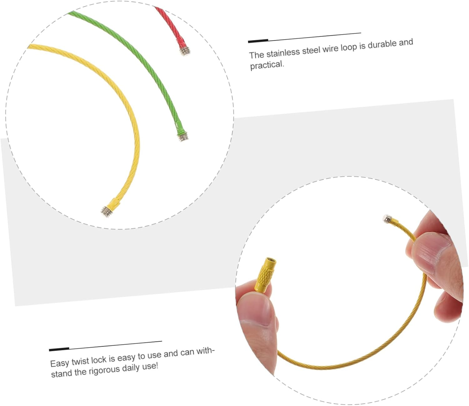 BELLIFFY 20Pcs Keychain Cable Rings Keyring Keepers Accessory Lightweight Stainless Wire Keychain Ring for Cruise Luggage Tags Random Color image number 6