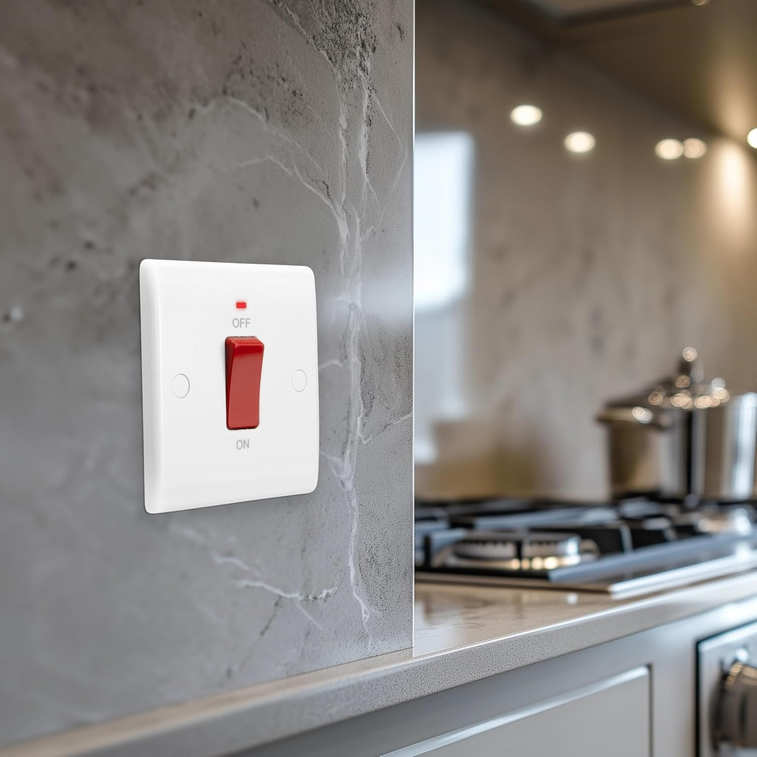 BG Electrical Cooker Control Switch Unit with LED Power Indicator, Single Plate, Double Pole, round Edge, Nexus 800 Series, White Moulded, 45A, 874 image number 6