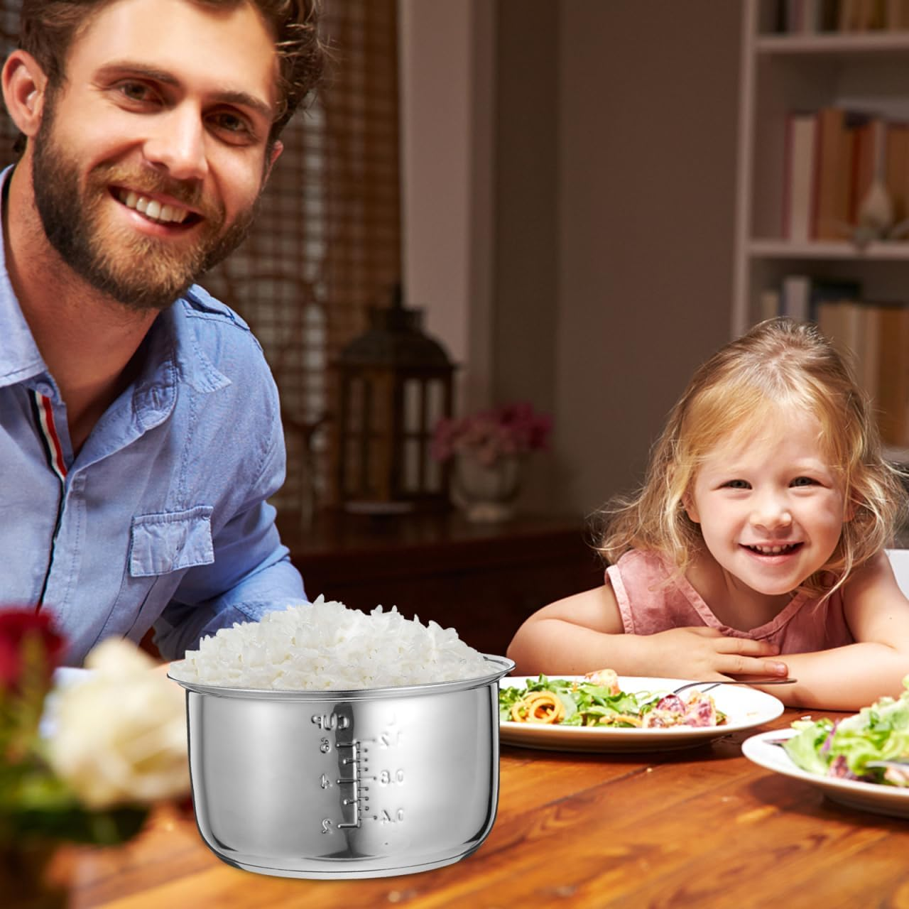 Amosfun 3L Electric Rice Cooker Inner Pot Stainless Steel Nonstick Universal Fit Easy to Clean Material image number 1