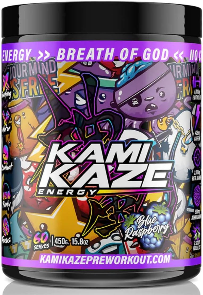 Kamikaze Pre-Workout 60 Serve Blue Raspberry