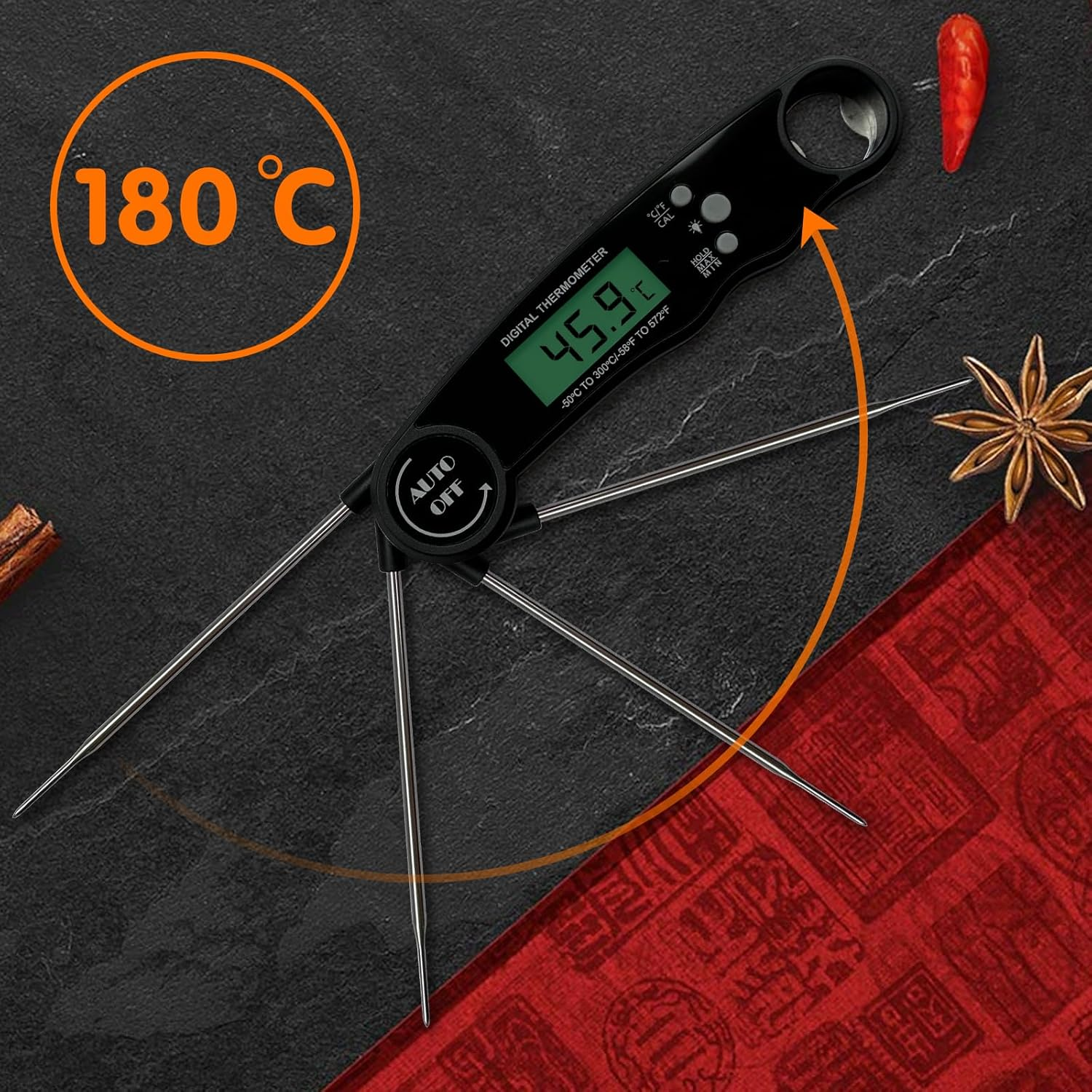 JOLLY GADGETS AUTO Instant Read Digital Thermometer &ndash; Waterproof, Fast & Accurate with Backlight Display, Calibration Function, and Wide Temperature Range for Cooking, Grilling, Frying, and Baking image number 5