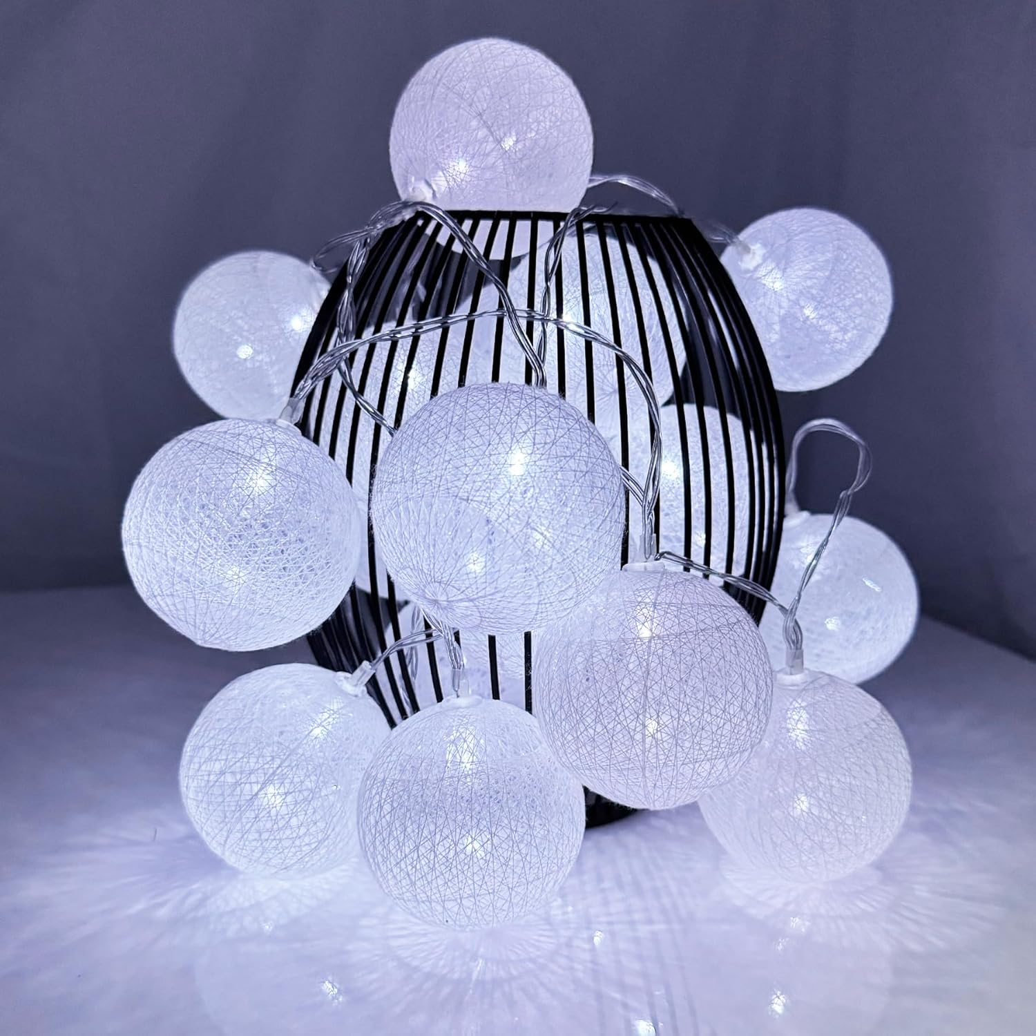 LED Fairy Lights Cotton Balls, 1.5 M 10 LED Balls Fairy Lights, Battery Operated, Cotton Ball Fairy Lights for Christmas, Wedding, Children'S Room, Party Decoration image number 1