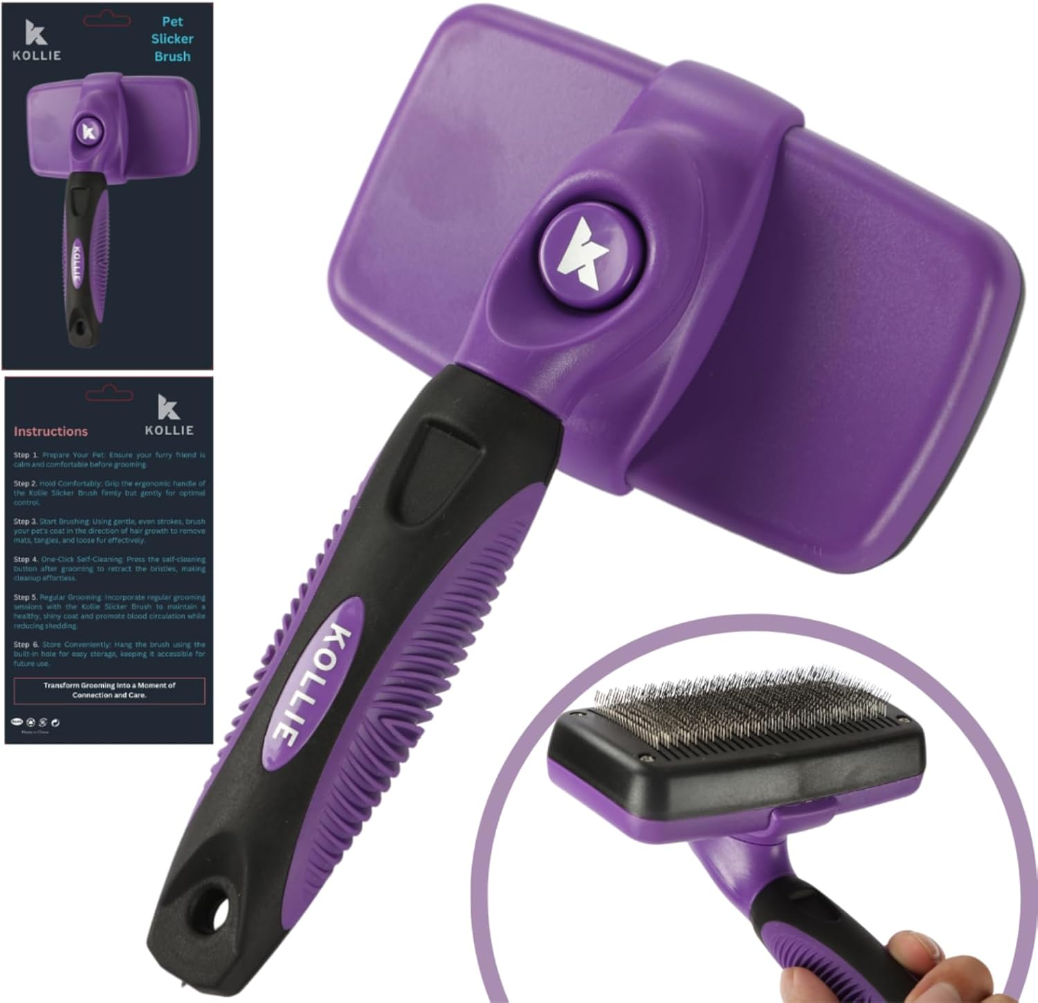 Kollie Dog Grooming Kit &ndash; Dog Nail Clippers with Safety Guard & Nail File, Slicker Brush for Deshedding, Stainless Steel Blades, Non-Slip Handles for Small, Medium & Large Dogs and Cats image number 3