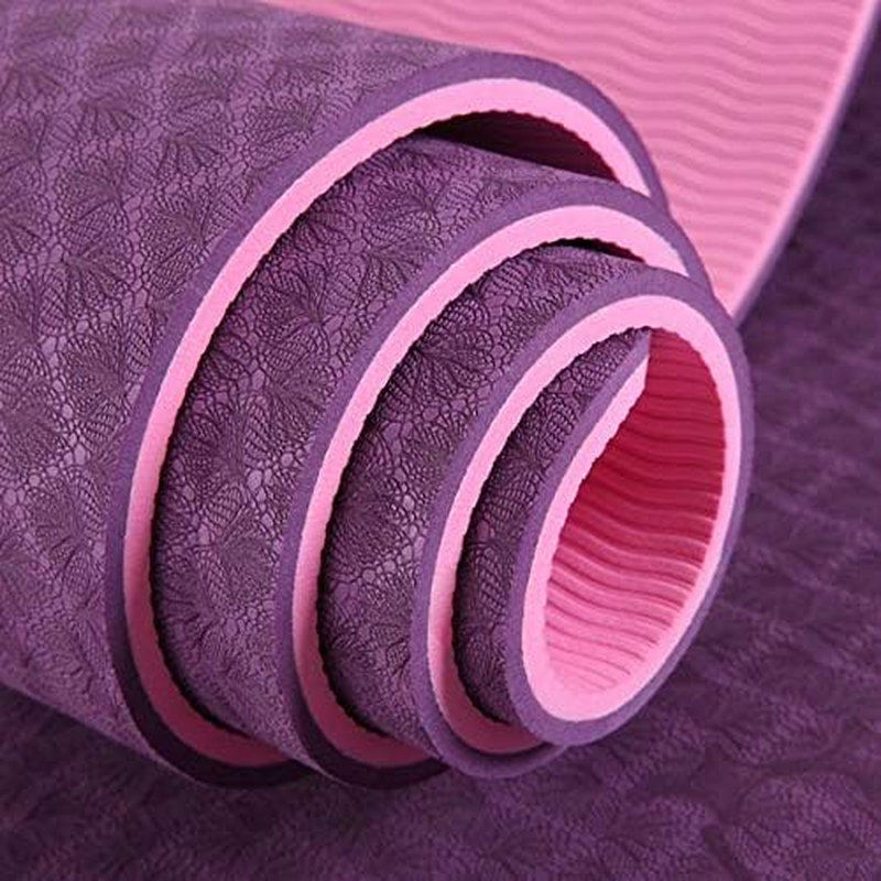 Dobetter TPE Yoga Mat Exercise Fitness Eco Friendly Non Slip Dual Layer +Carry Bag (Dark Purple) image number 4