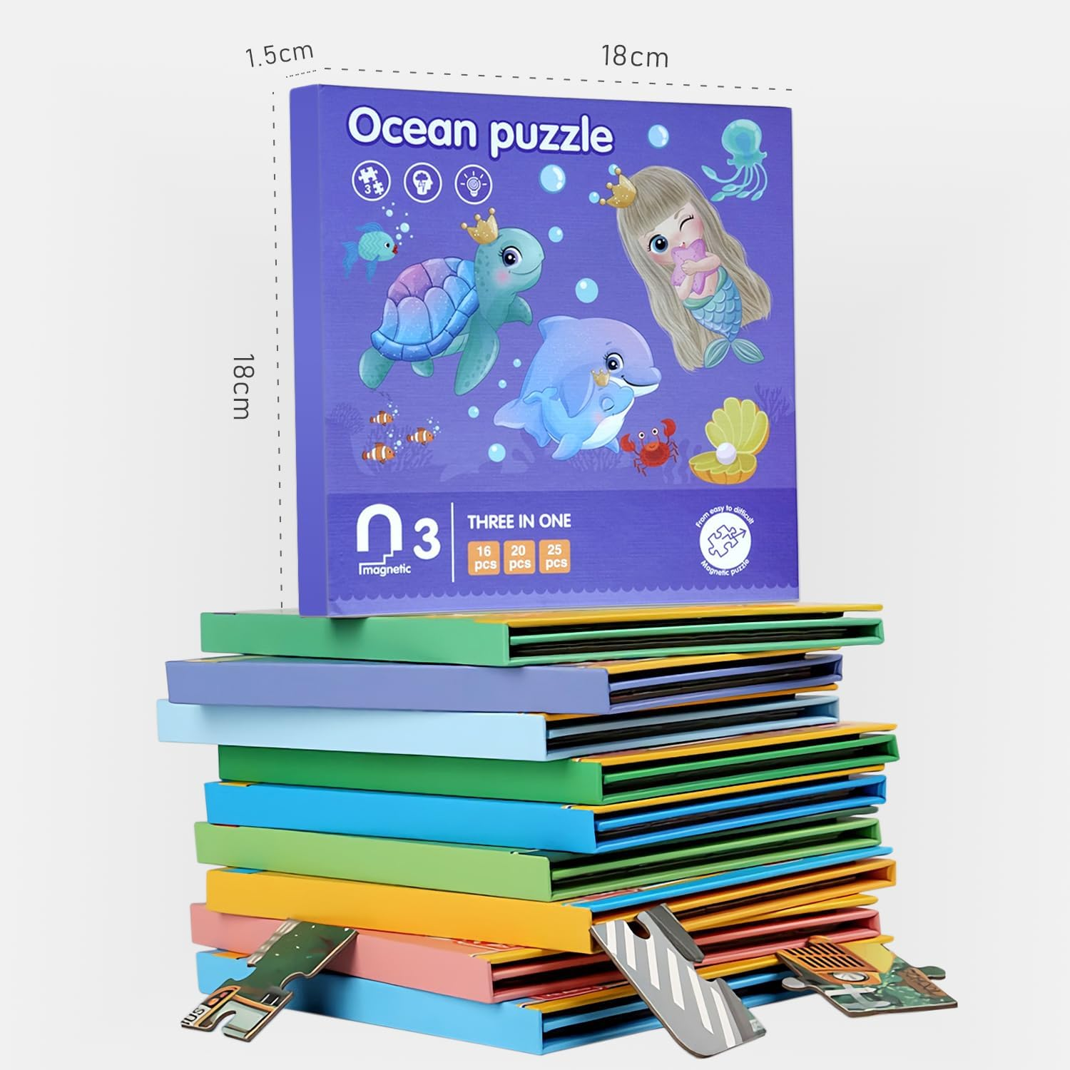 Magnetic Puzzles for Toddler Kids Ages 3-5, Preschool Puzzle Book for Kids, 3 Jigsaw Puzzle Patterns in 1 Book with Cpc-Certified Materials (Ocean) image number 5
