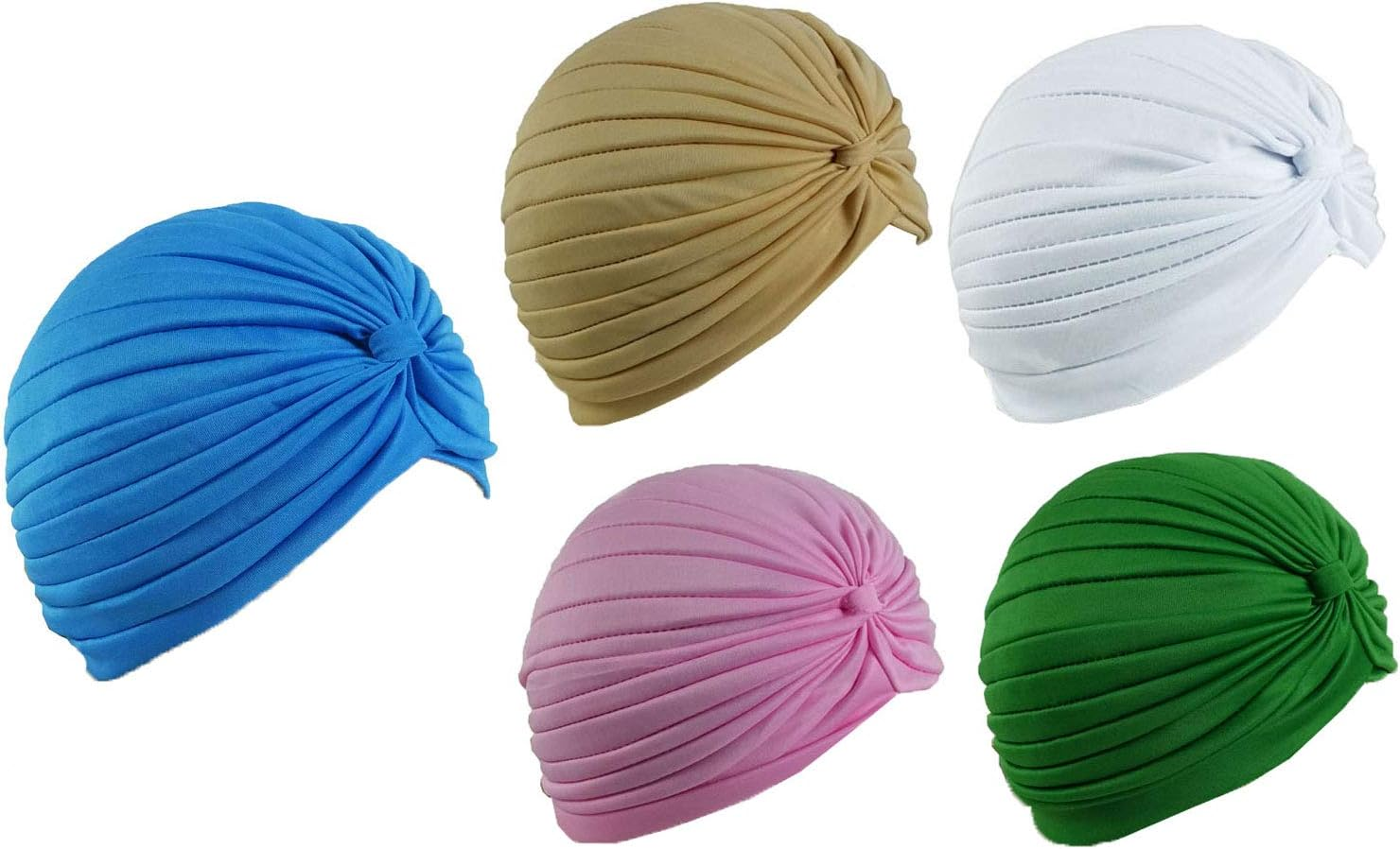 XERU 5 Women Stretchy Turban Chemo Cap Bennie Head Wrap Headwear