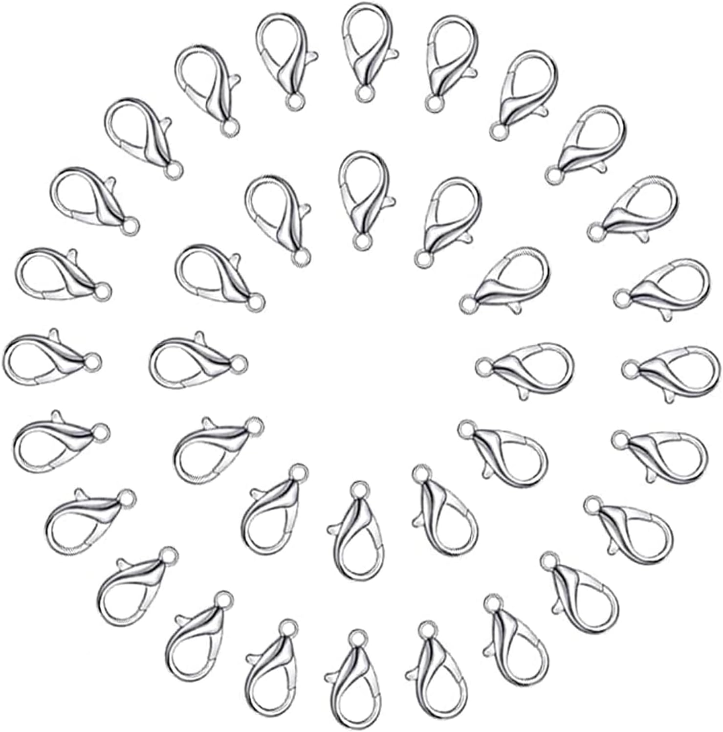 YUENTOEN Lobster Claw Clasps, 300 Pcs 12Mm Jewelry Lobster Clasps Curved Lobster Claw Clips for Necklaces, Bracelets and DIY Works(Silver) image number 4