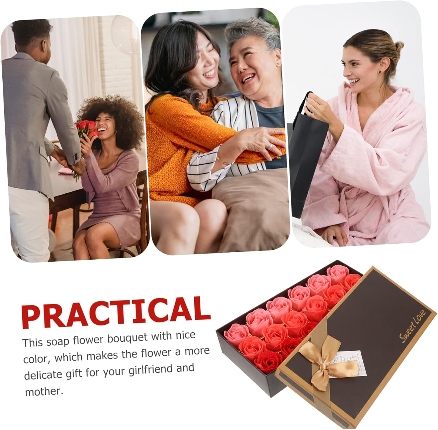 MERRYHAPY Artificial Rose Soap Flowers 18Pcs in Box Scented Soap Decorations for Valentine'S Day Mother'S Day Women