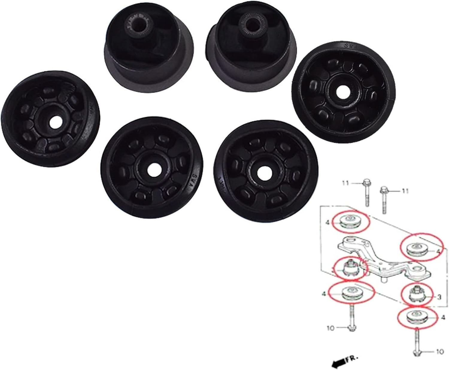 GXYWADY 6 X Rear Differential Arm Mounting Bushing & Support Rubber Replacement for Honda/Cr-V 1997-2012 image number 4