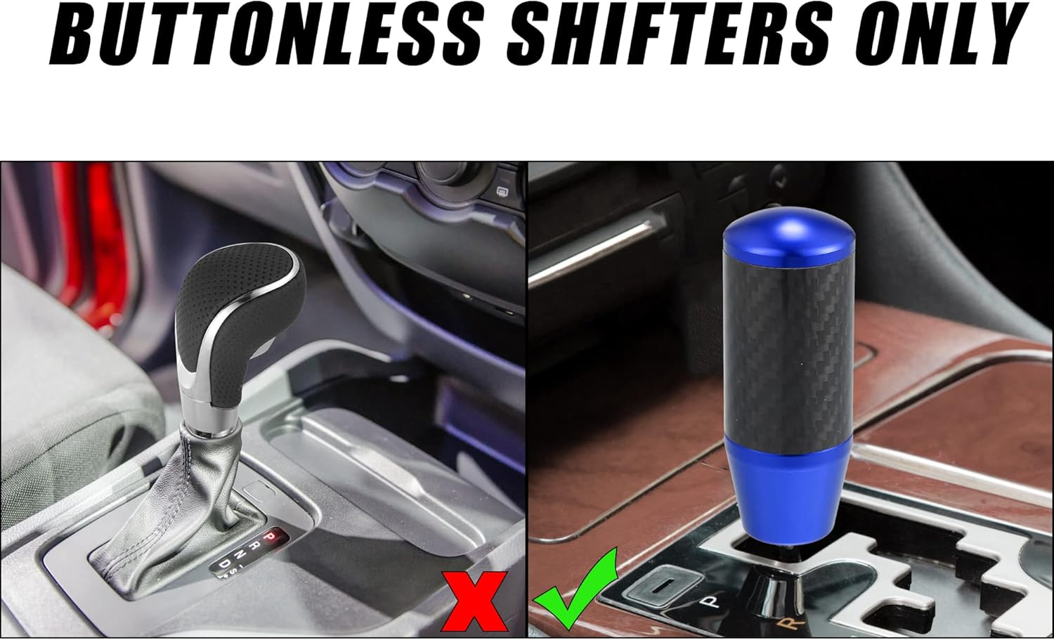 X AUTOHAUX Automatic Manual Gear Stick Shift Knob Transmission Gear Lever Stick Shifter Handle Carbon Fiber Pattern Blue - Black, Red image number 4