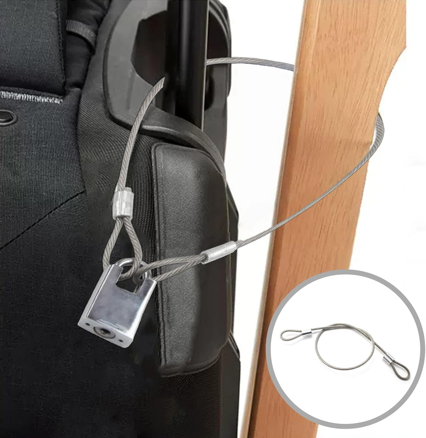 Stainless Steel Cable with Loops, Vinyl Coated Wire Rope Lanyard Lock Security Chains for Outdoor Gates, Stage Lighting, Luggage Lock Wire Rope with Loops 2Mm Thickness 12Inch Length - 5 Packs image number 2