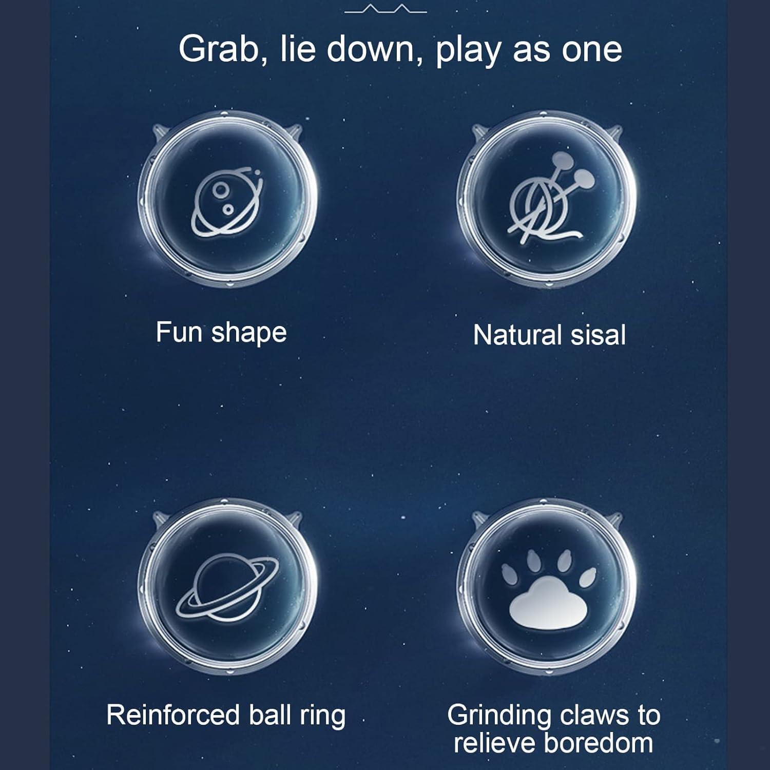 Planet Shape Sisal Cat Scratcher, Sisal Cat Scratching Rotatable Ball Interactive Toy, Relieve Boredom Prevents Furniture Damage Kitten Scratch Toy for Cat Kittens image number 2