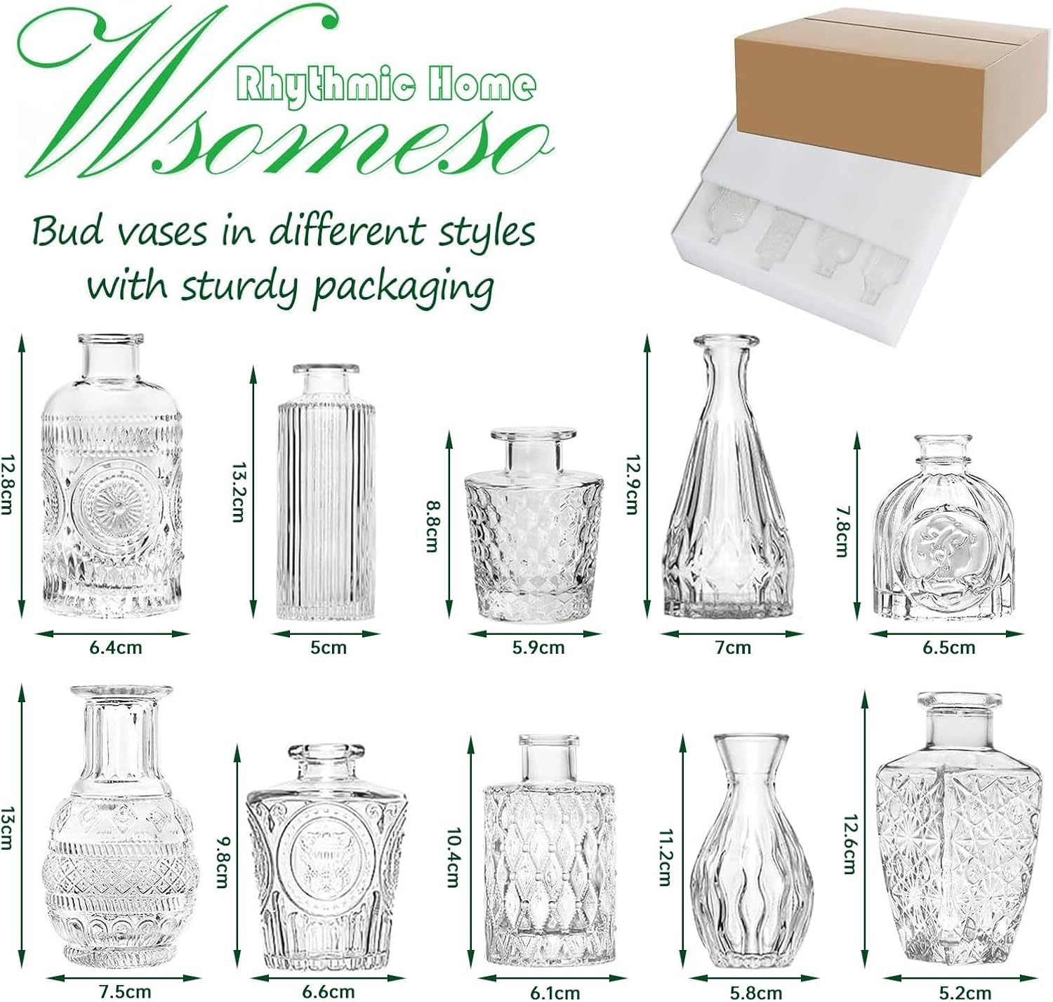 Set of 24 Glass Bud Vases, Small Vases for Flowers, Clear Centerpieces for Rustic Wedding, Room Office Table Decor