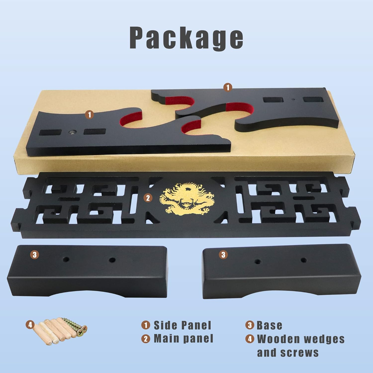 Eforlife Padded Sword Stand Display Velvet Protect Sword Rack Katana Genji Japanese Samurai Blade Gladius Templar Medieval Sword Stand Holder - Dragon (2-Tier) image number 1