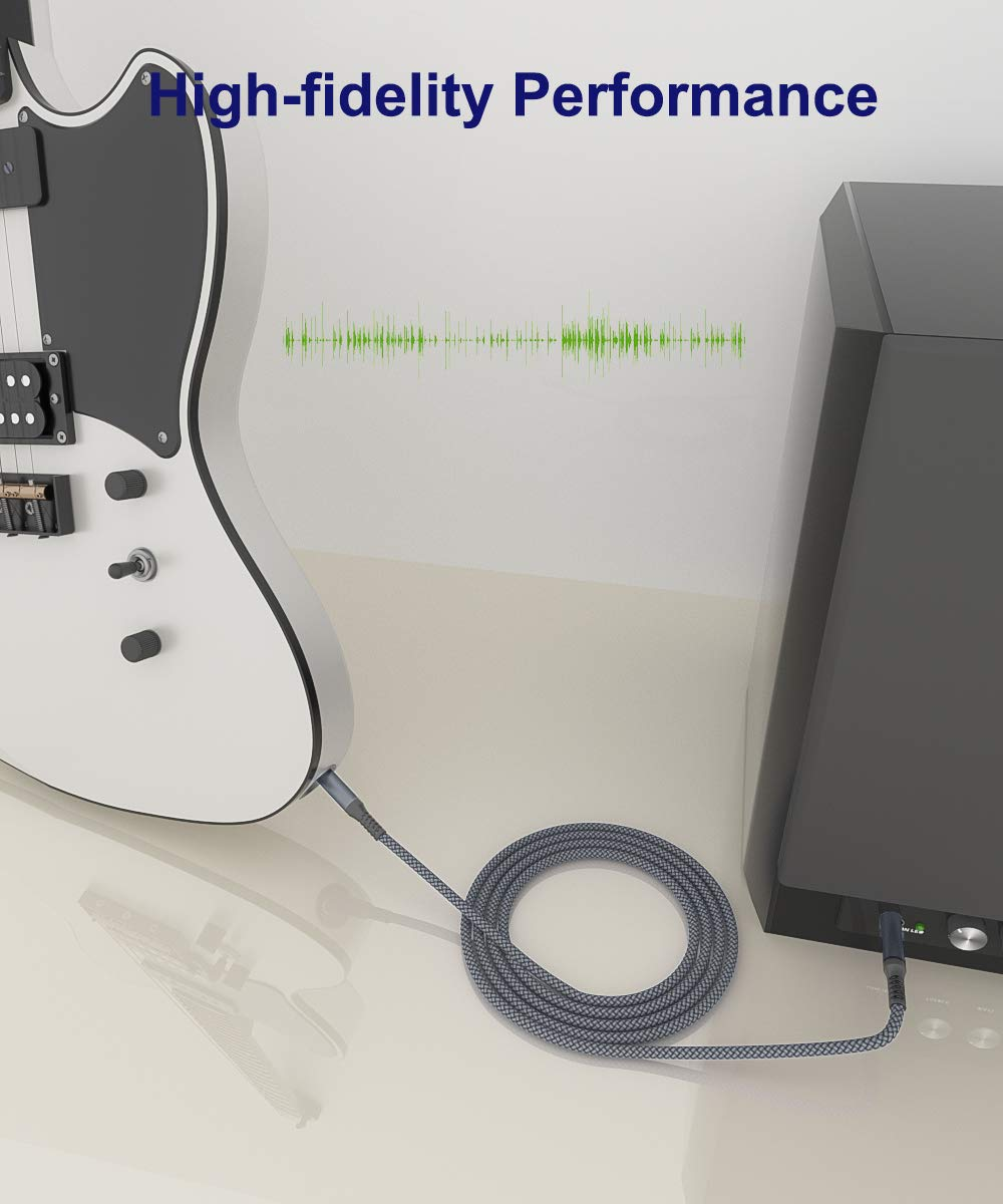 Elebase 1/4 Inch TRS Instrument Cable 3M 2-Pack,Straight 6.35Mm Male Jack Stereo Audio Interconnect Cord,6.35 Mm Balanced Line for Electric Guitar,Bass,Keyboard,Mixer,Amplifier,Amp,Speaker,Equalizer image number 6