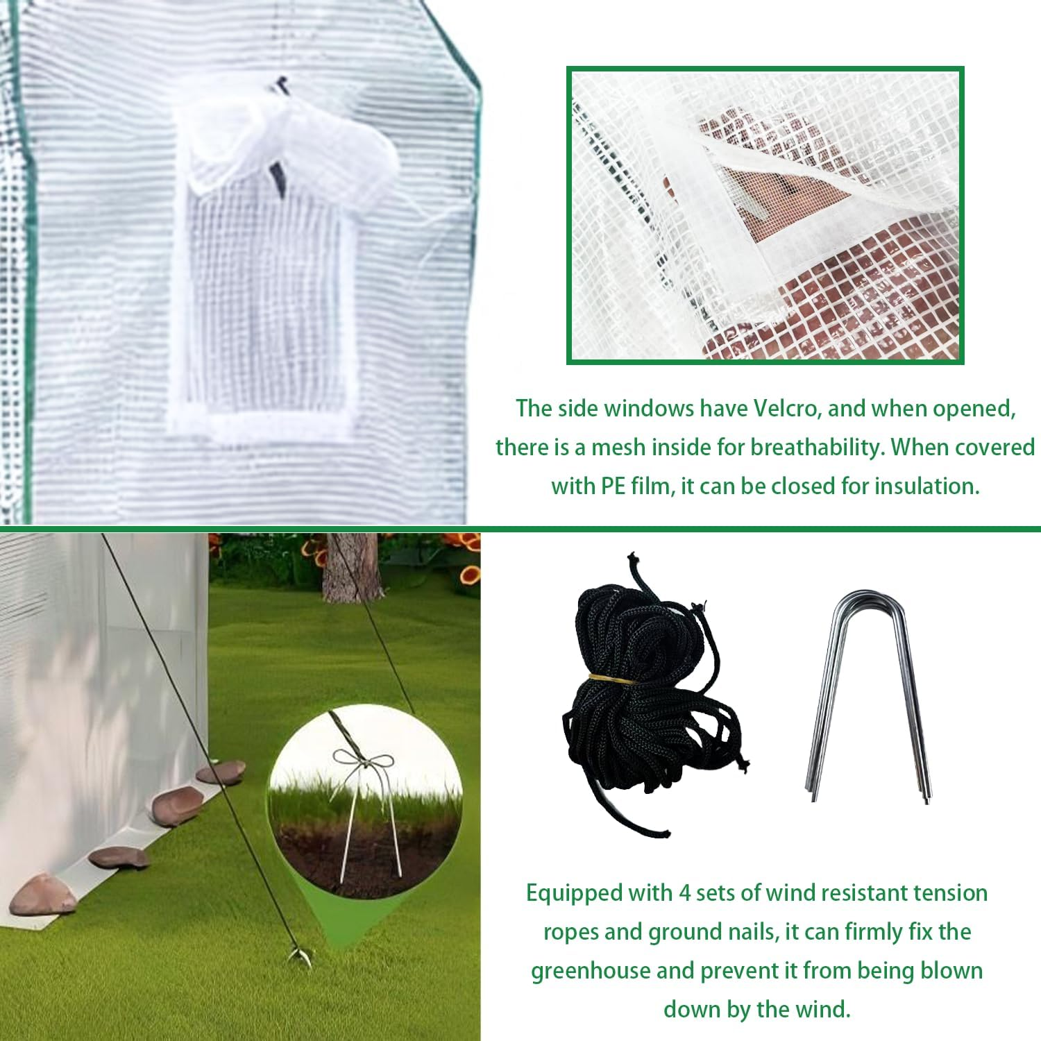 Walk-In Greenhouse, 130 X 90 X 150 Cm Portable Mini Greenhouse , Heavy-Duty Metal Frame, Roll-Up Zipper Door, Screen Windows, Sturdy Green House Kit Winter Hot House(Tall) image number 6