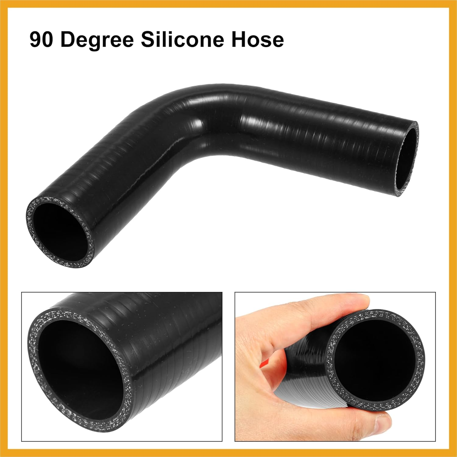 40Mm 1.57" ID 90 Degree Elbow Silicone Reducer Hose Pipe Bend Turbo Water Intercooler Black image number 5