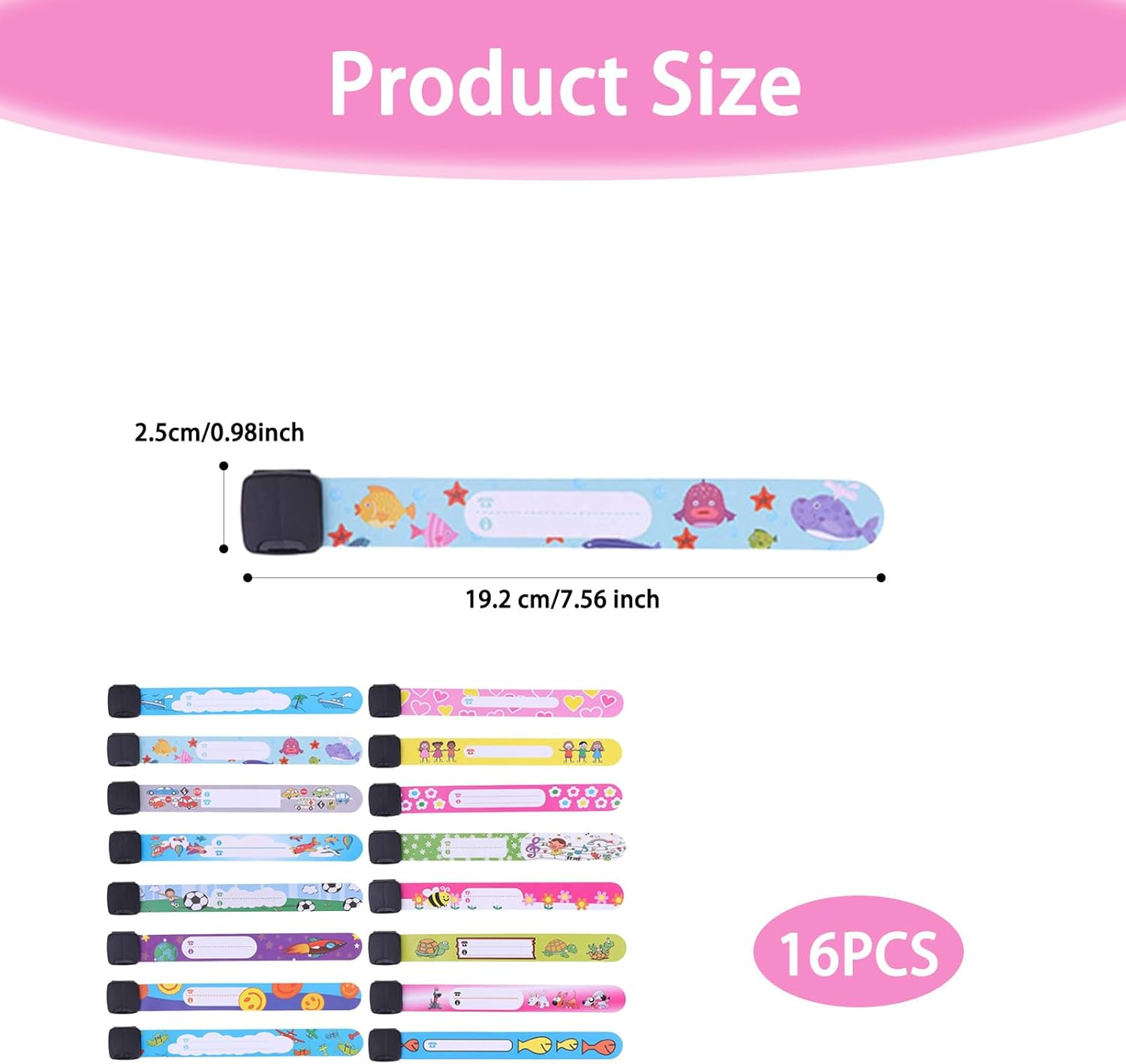 12 Pieces of Wrist Band, Children'S Safety Id Wristband, Reusable Waterproof and Anti-Wandering Wristbands, Anti-Wandering Emergency Travel Information Id Writing Wristband image number 1