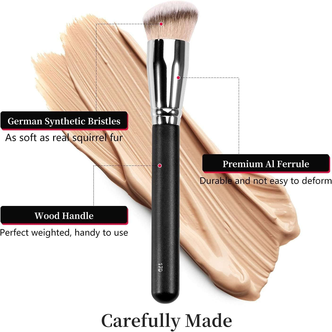 Under Eye Concealer Brush & Foundation Brush for Liquid Makeup, 2PCS Dense Synthetic Angled Blending for Makeup, Concealer Blending Brush, under Eye Concealer Brush Cream and Setting Powder image number 2