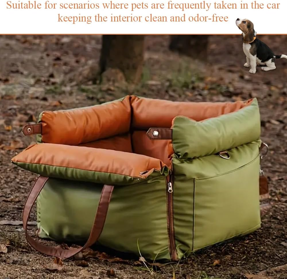 Car Seat for Small Dog, Portable Car Seat Bed with Storage Pockets and Safety-Belt, Pet Auto Seat, Summer Winter Washable for Small Dogs Puppy Kitten image number 1