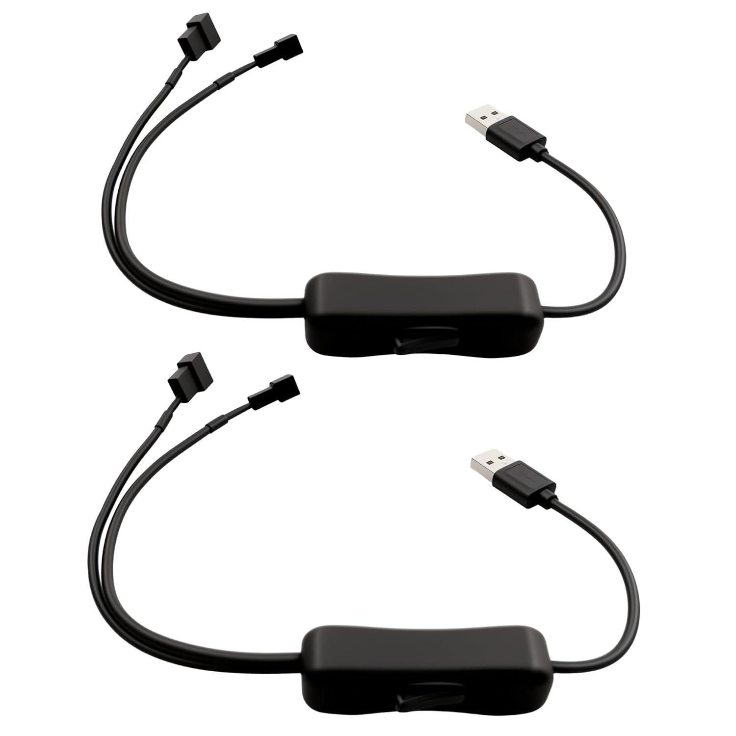 EFGTEK 2 Pack 40Cm USB to 3Pin and 4Pin Fan Power Adapter Cable,Dual 3-Pin / 4-Pin 5V USB Sleeved Fan Power Adapter Cable with On/Off Toggle image number 4