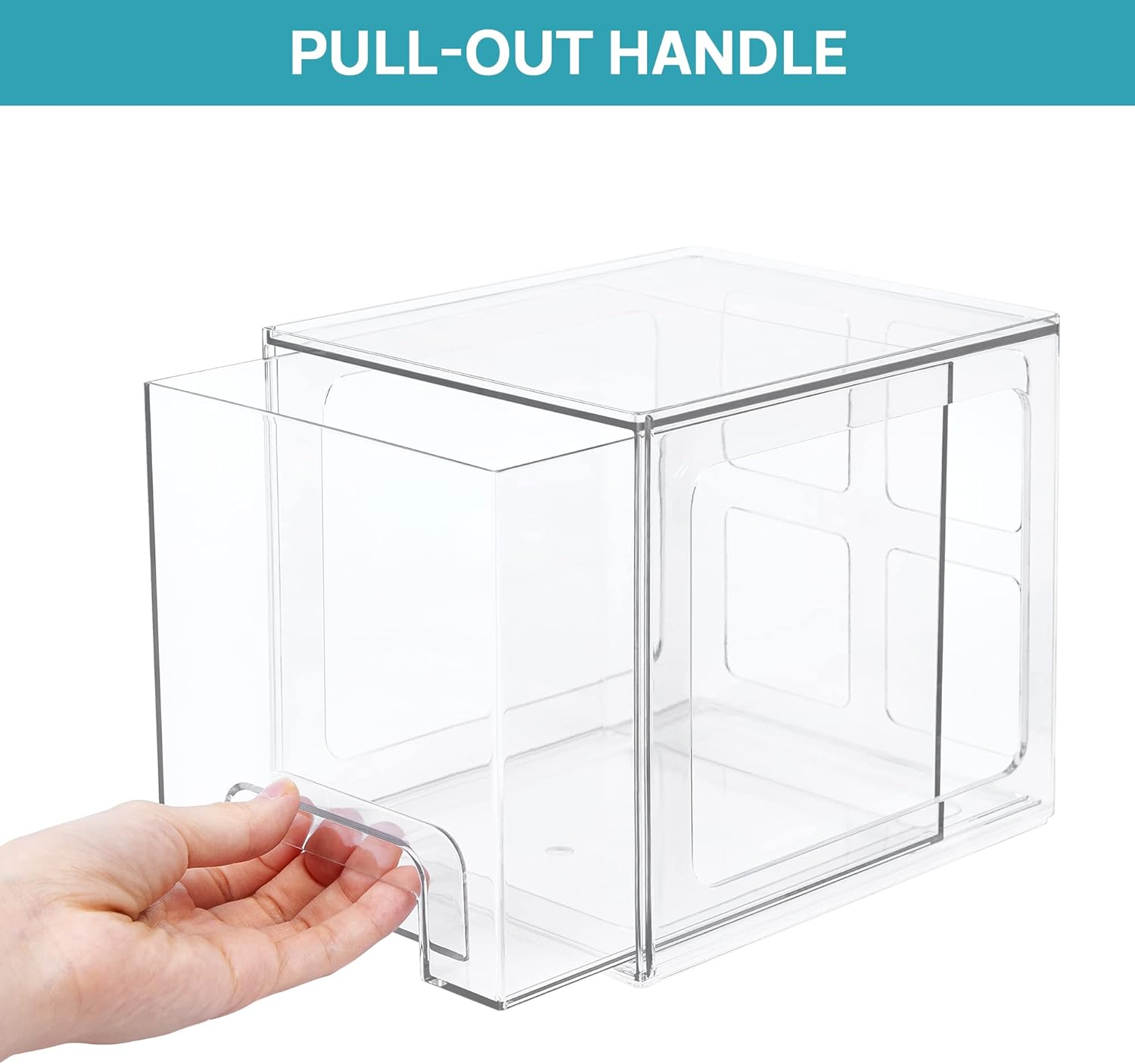 2 Pack Stackable Makeup Organizer Storage Drawers, Vtopmart 6.6&rsquo;&lsquo; Tall Acrylic Bathroom Organizers，Clear Plastic Bins for Vanity, Undersink, Kitchen Cabinets, Pantry Organization and SVM10001 image number 5