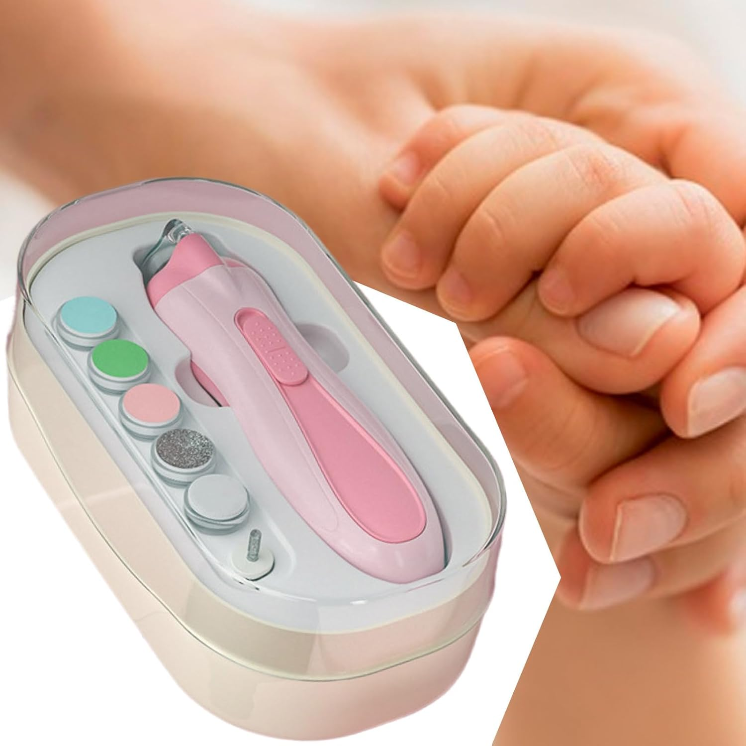 Electric Baby Nail Trimmer - Electric Nail File for Baby | Electricc Naill Grinder, Trim Buffer Kit with Led Light Anti-Pinch Battery Powered Children'S Manicure Care Set for Boys Girls Babies - Pink image number 6