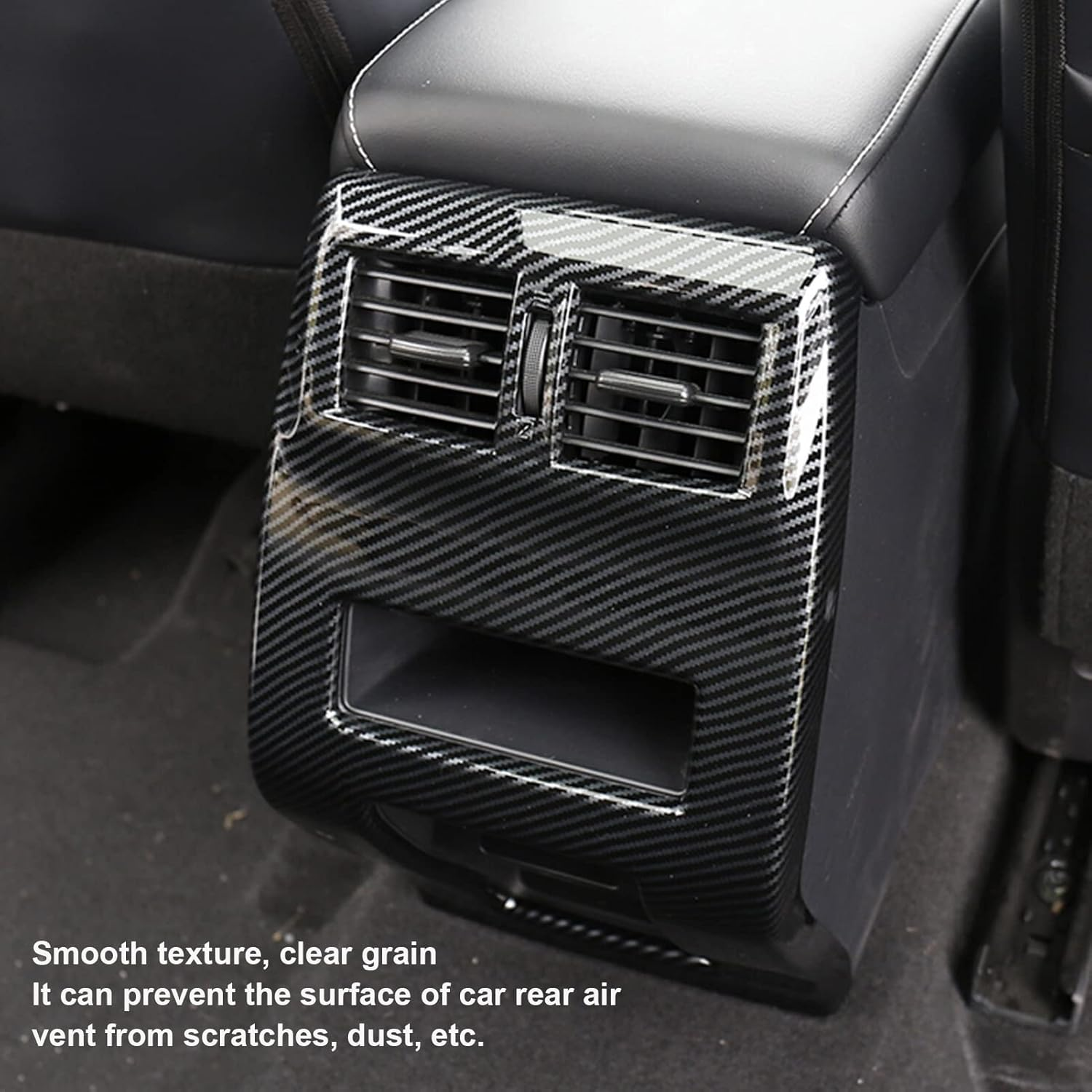 Rear Center Console Trim Cover, ABS Carbon Fiber Pattern Rear Console Air Vent Trim Simple to Install Interior Accessories Replacement for Outlander 2023 image number 3