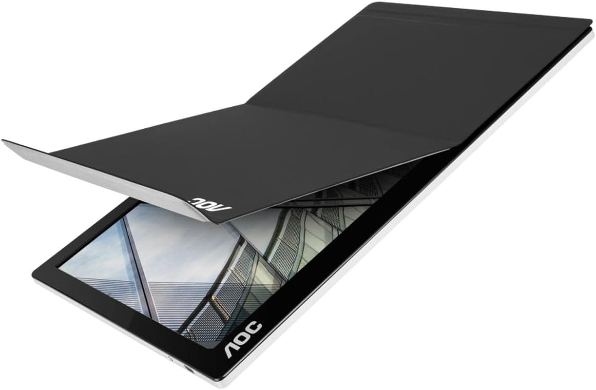 AOC I1601C 15.6" USB-C Powered Portable Monitor, IPS Full HD 1920X1080, Smartcover, Carrying Case, Autopivot (For Devices W/Usb-C DP Alt Mode Only),Black image number 2