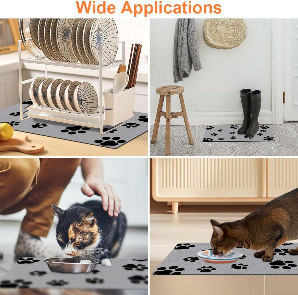 Bowl Mat Dogs and Cats, 30 X 50 Cm Feeding Bowl Mat for Pet Food, Mat Cat Bowl Non-Slip, Absorbent Quick-Drying Feeding Mats for Pets, Feeding Mat Dog Feeding Mat image number 3
