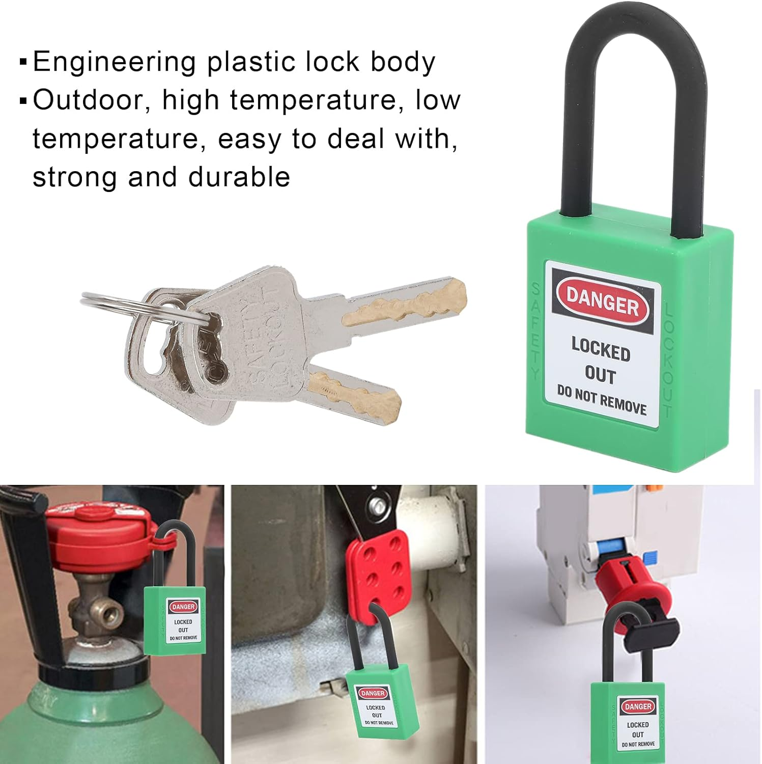 Lockout Tagout Lock, 10 Durable Lock Out Tag Out Padlocks for Industrial Use for Chemicals for Factories(Green) image number 6