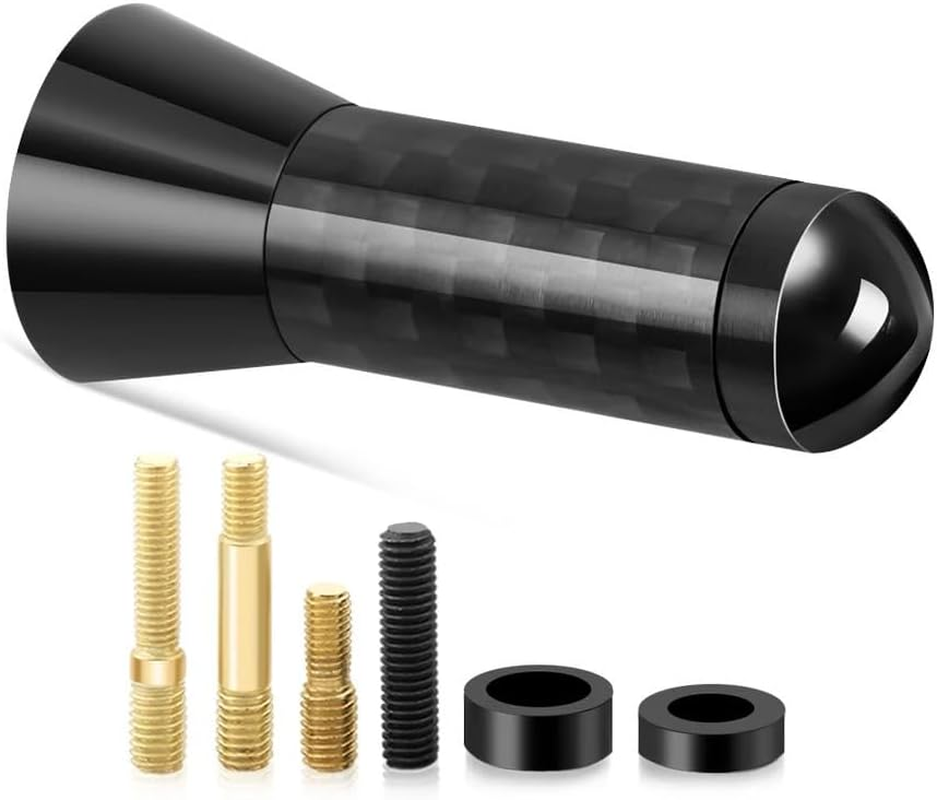 HENWUBEI 3.5CM Black Carbon Fiber Car Antenna - AM/FM Screw-On Short Mast, Universal Fit Aluminium Alloy for Sedan/Truck/Suv, No Mods Required image number 3
