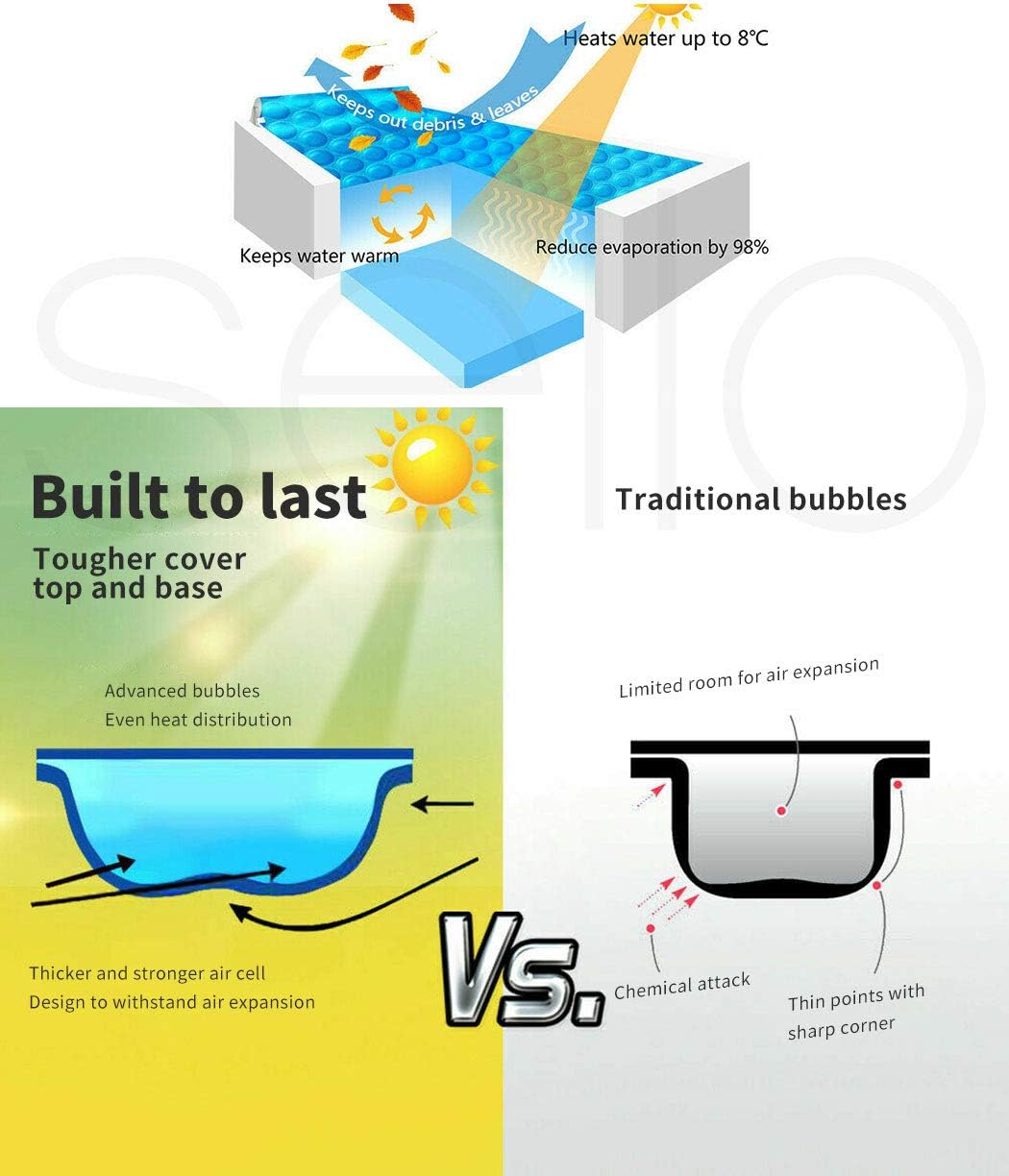 Solar Swimming Pool Cover 400 Micron Outdoor Bubble Blanket Heater 7 Sizes image number 2