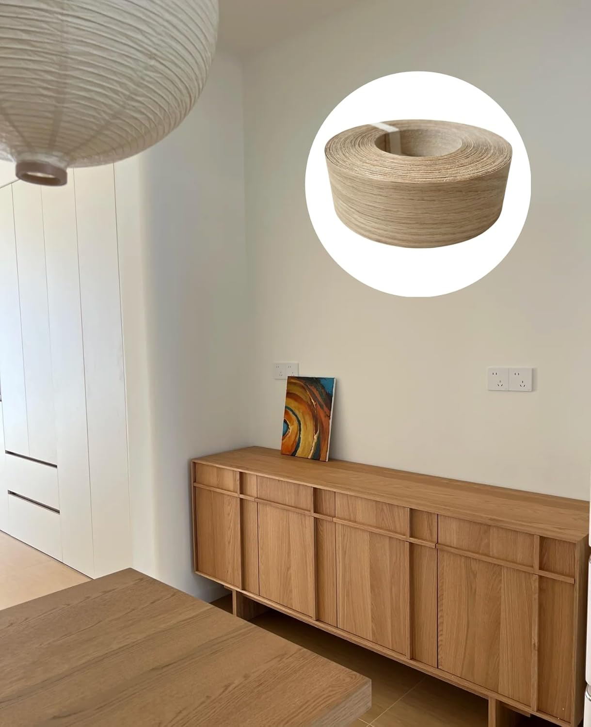 Preglued American White Oak Wood Veneer Edging, Plywood Edge Banding, Flexible Wood Tape, Iron on Easy Application Veneer Edging with Hot Melt Adhesive Back (2.2Cmx15M)