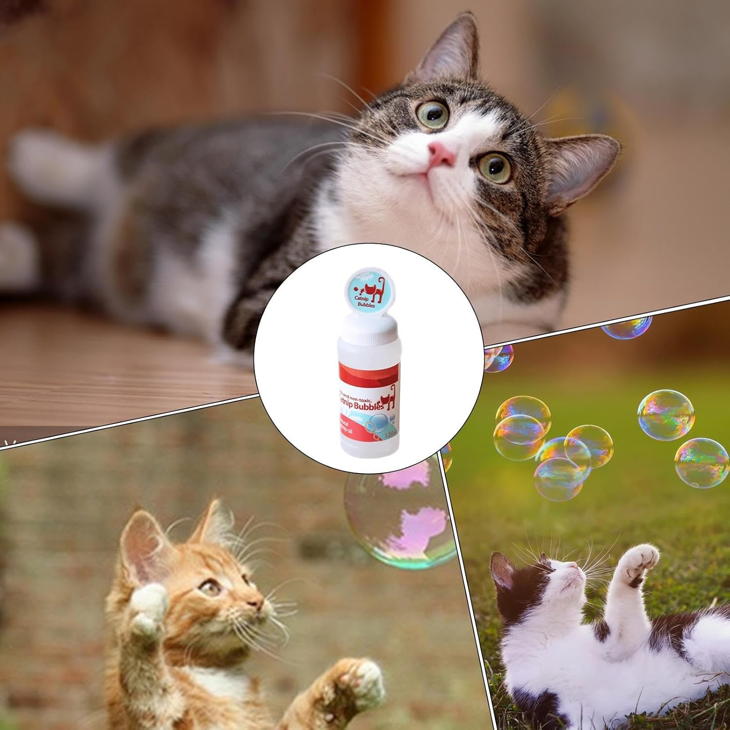 Catnip Bubbles Toy - Catnip Flavored Bubbles, Indoor Outdoor Catnips Bubbls, Pet Enrichment Play Toy | Living Room Lawn Yard Interactive Play. Stimulation Hunting Game Fun. image number 4