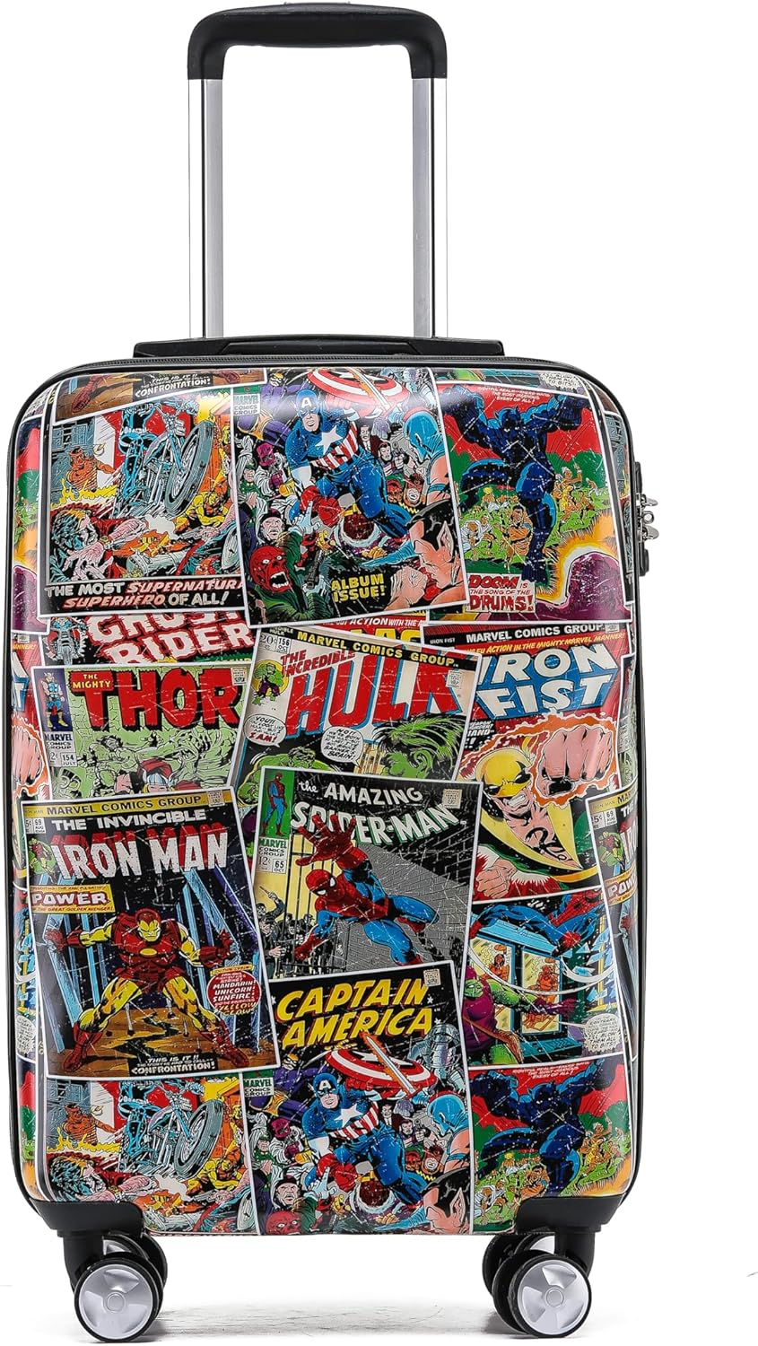 Marvel 19 Inch Four Wheel Hardside Retro Comic Trolley Case Carry on Case, Multicolor image number 5