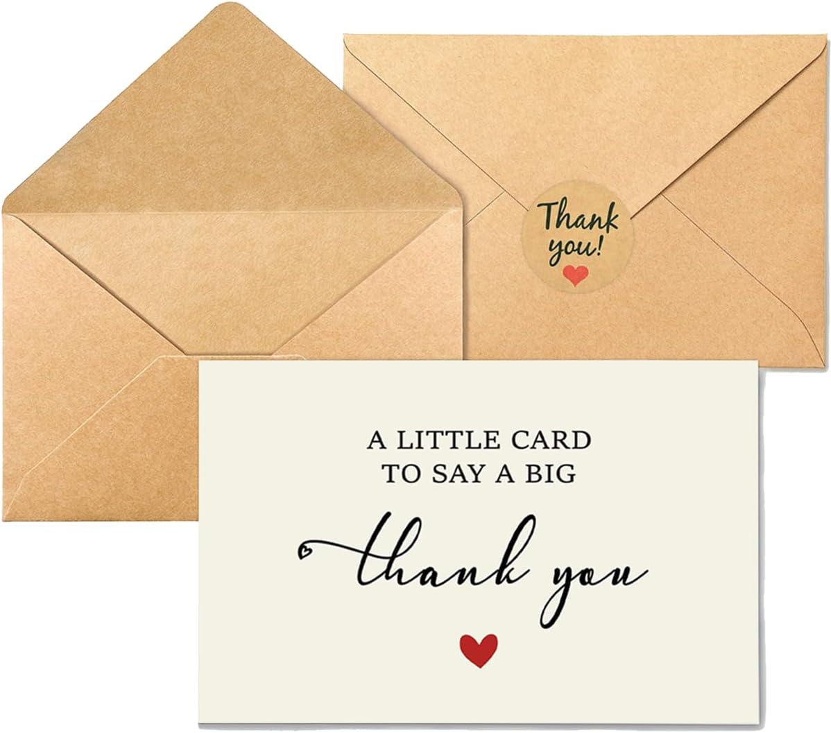 Thank You Cards with Envelopes,Haakhui 12 Packs a Little Card to Say a Big Thank You,Ideal for Wedding Birthday Party Baby & Bridal Showers Graduations Funerals image number 1