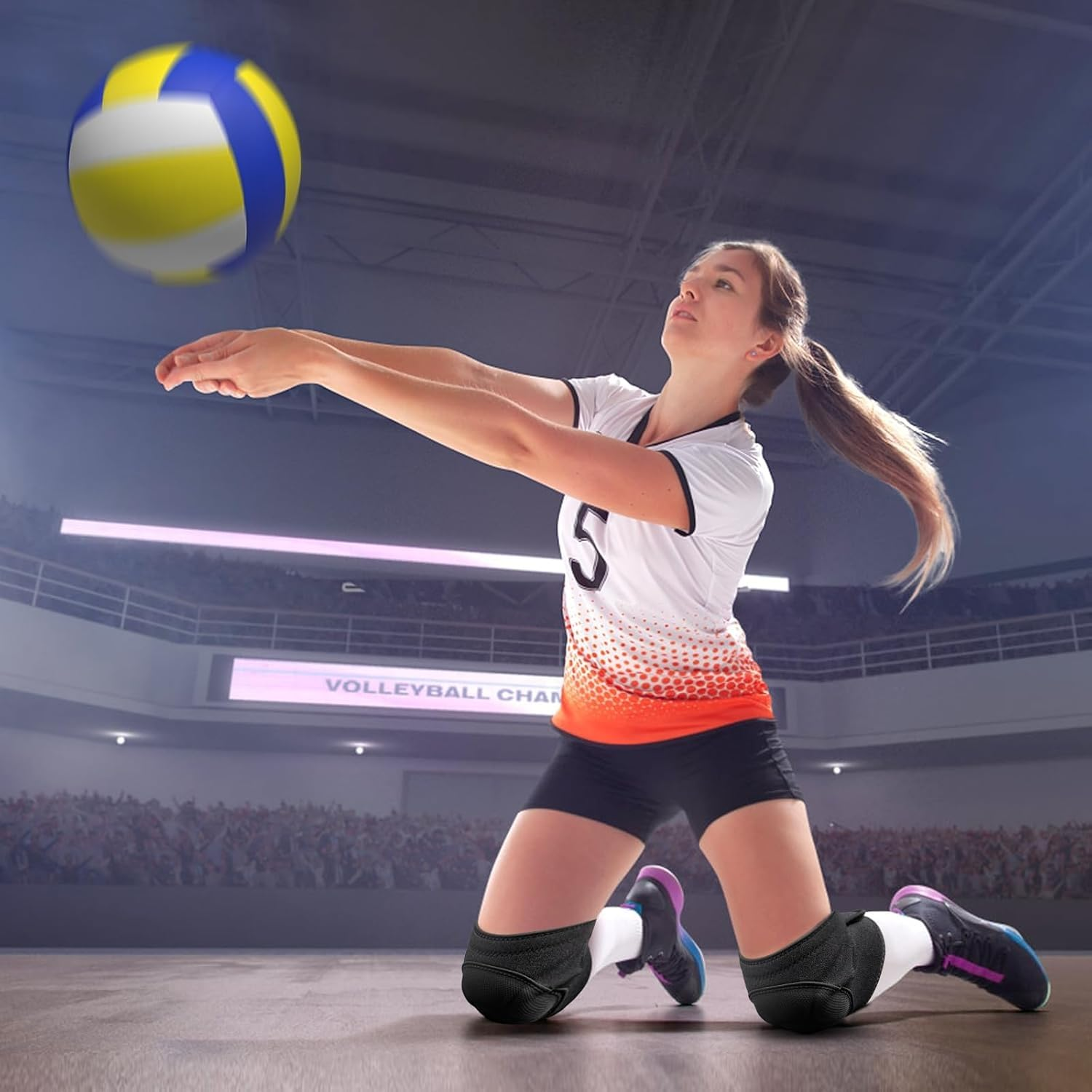 1 Pair Protective Knee Pads, Black,Adjustable Cushioning with Thick EVA Foam Padding image number 4