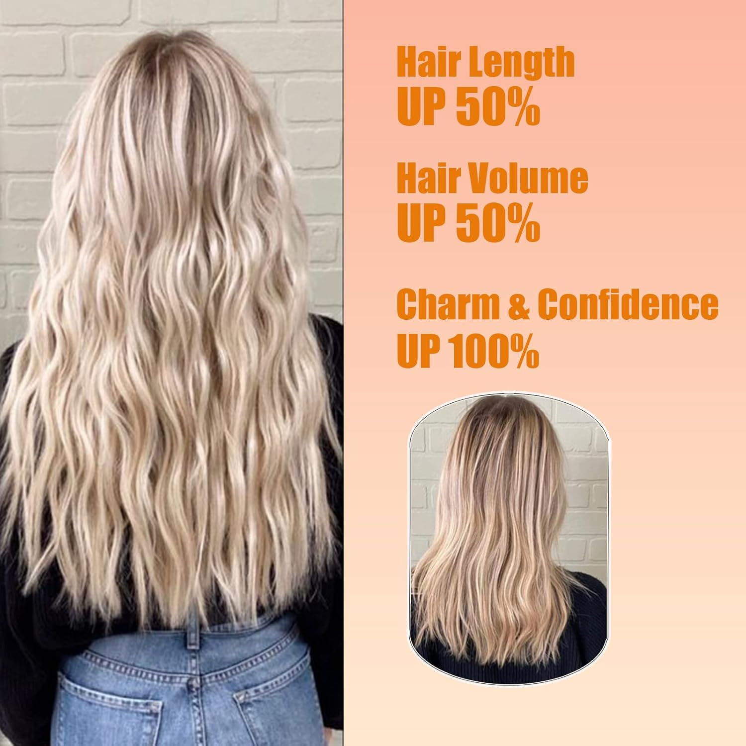 Gairyan Clip in Hair Extensions 4PCS Curly Wavy Long Hair Pieces Full Head Synthetic Hair Extension Thick Natural Look for Women, 22 Inches 180G, Dirty Blonde image number 4