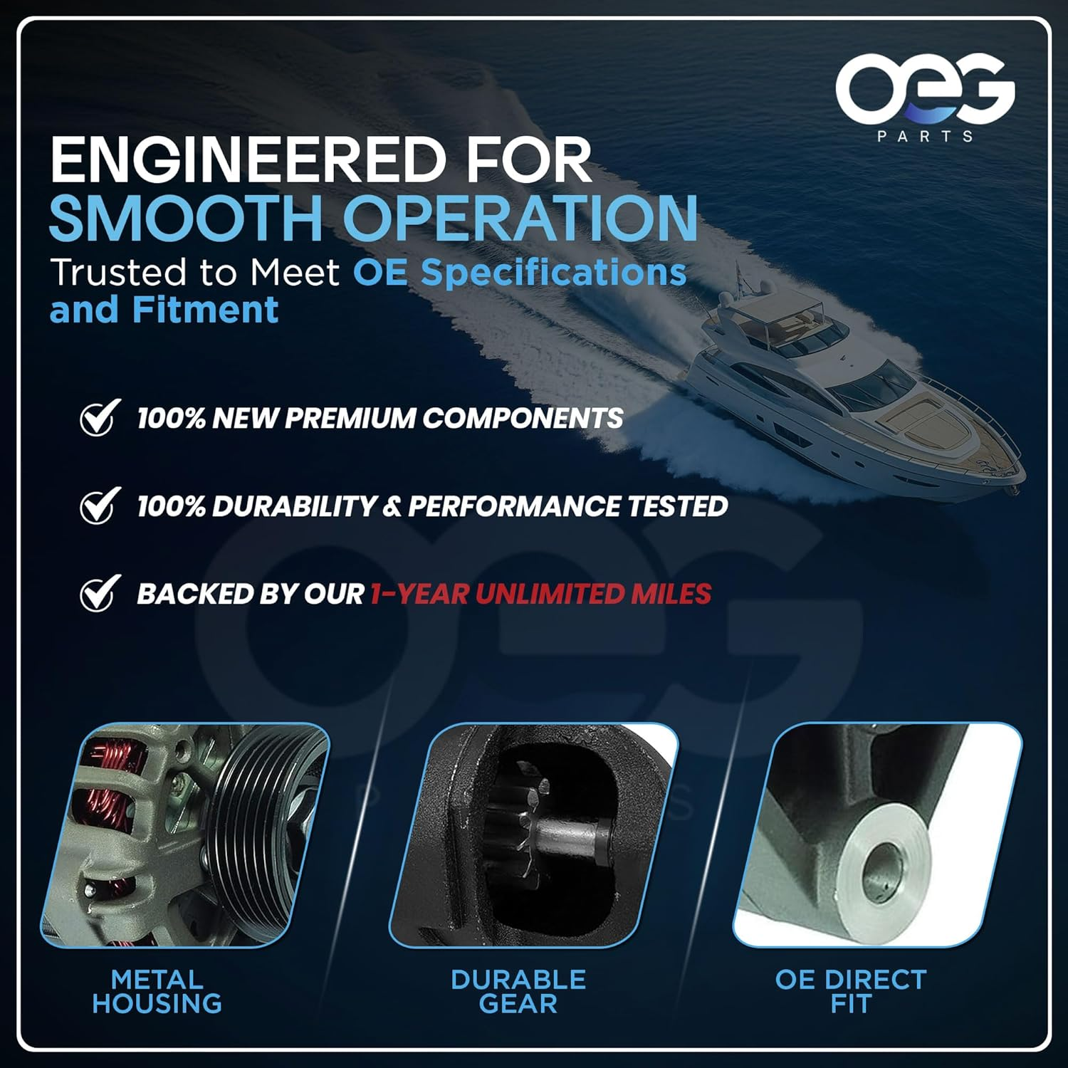 New Starter for Mercury Mariner Outboard 30HP 40HP 50HP 60HP 1994-2009 50-822462 50-822462-1 50-822462T1 50-893890T 822462T1 893890T 18-5621 5675640 image number 1