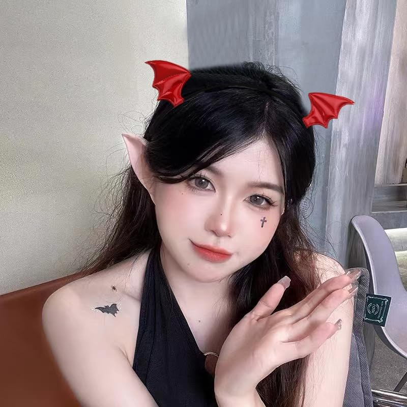 Bat Wings Hair Accessories Halloween Headband for Girls Red Bat Wings Hair Clips for Halloween Cosplay Costume Devil Bat Headbands Headpieces for Bat Barrettes for Women Halloween Party Decorations image number 1