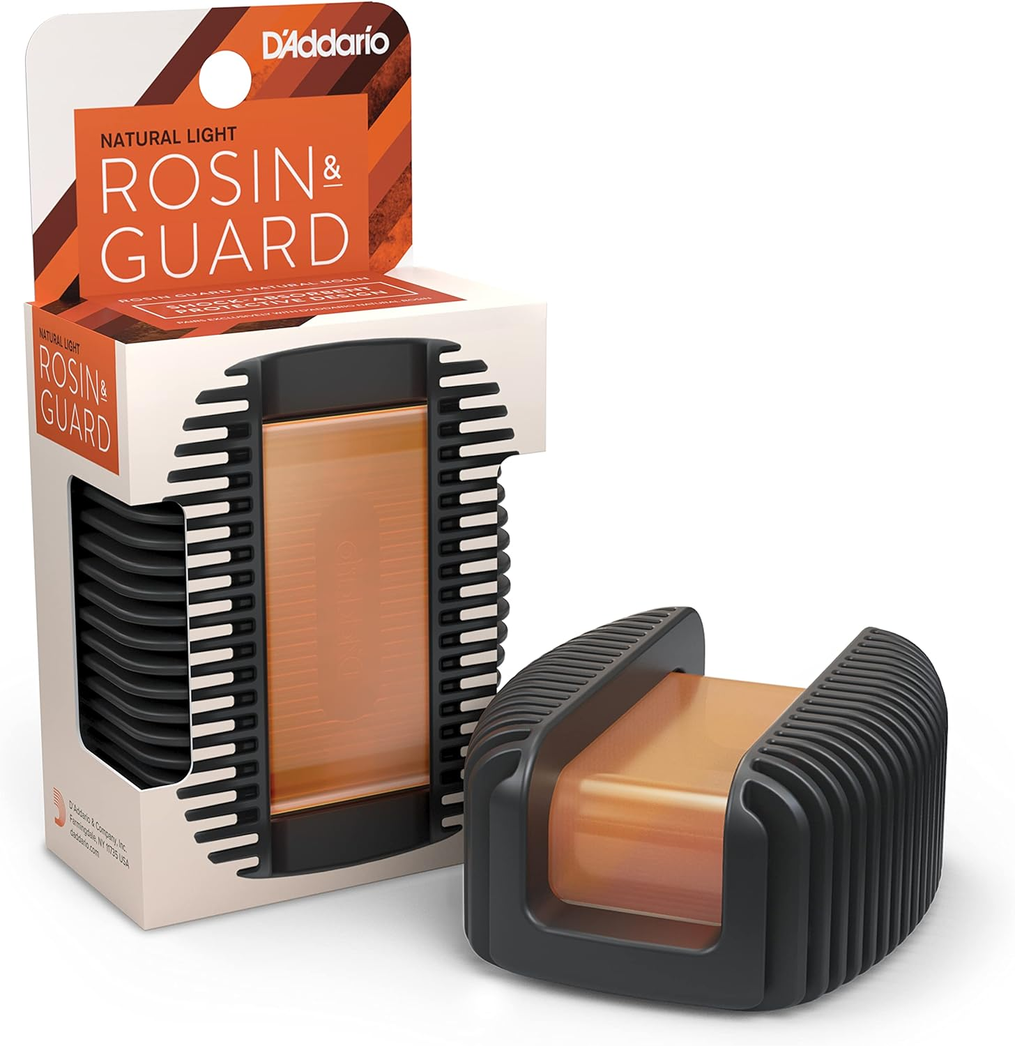 D'Addario Violin Rosin Guard with Light Rosin - Rosin for Violin, Cello, Viola, Double Bass - Shock Absorbent - Magnetic Attachment - Easy Grip - Dishwasher Safe