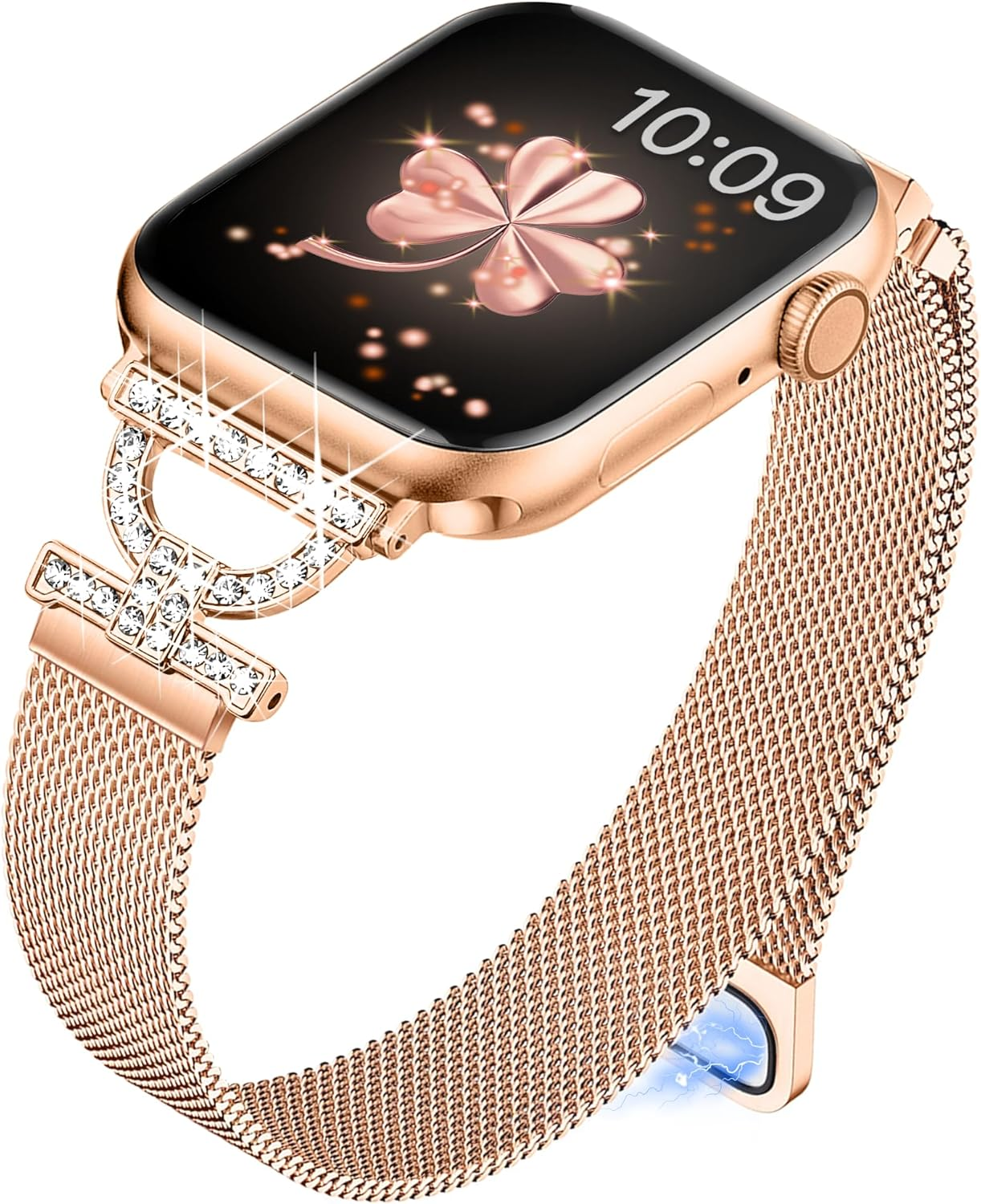 Vamyzji Compatible with Apple Watch Band 49Mm 46Mm 45Mm 44Mm 42Mm (Series 3 2 1), Silm Fashion Bling Magnetic Milanese for Apple Watch Series 11 10 9 8 7 6 5 4 3 2 1 SE, Metal Iwatch Strap for Women image number 2